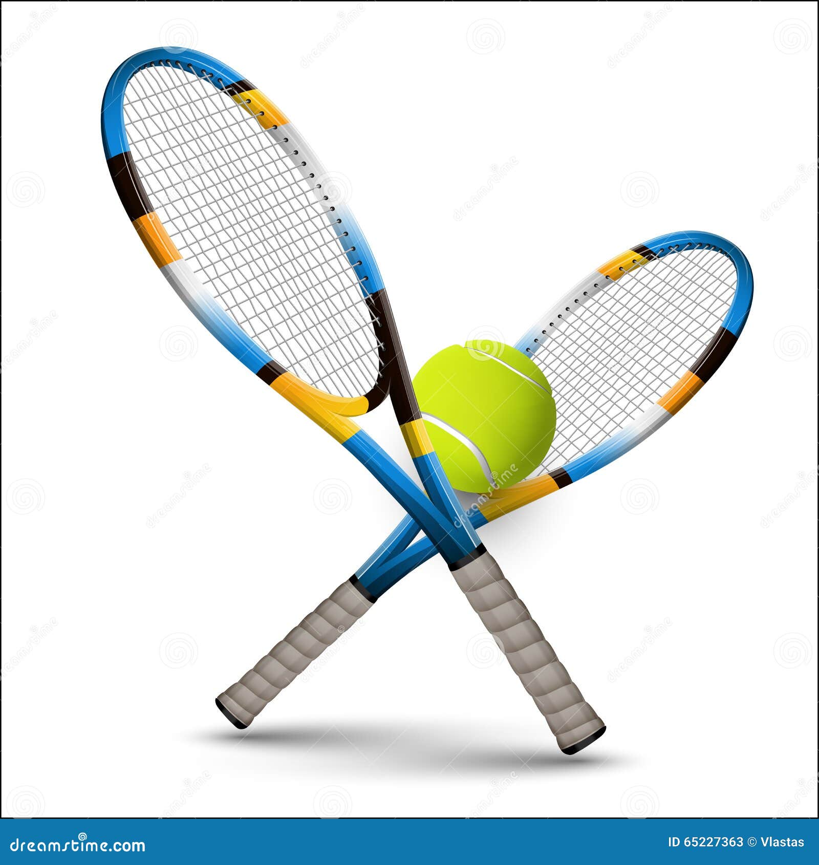 Tennis Symbols Rackets and Ball on White Background Stock Vector