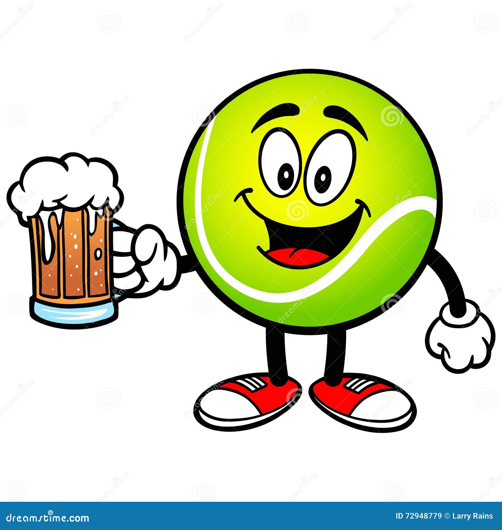 Tennisball mit Bier vektor abbildung. Illustration von alkohol 72948779