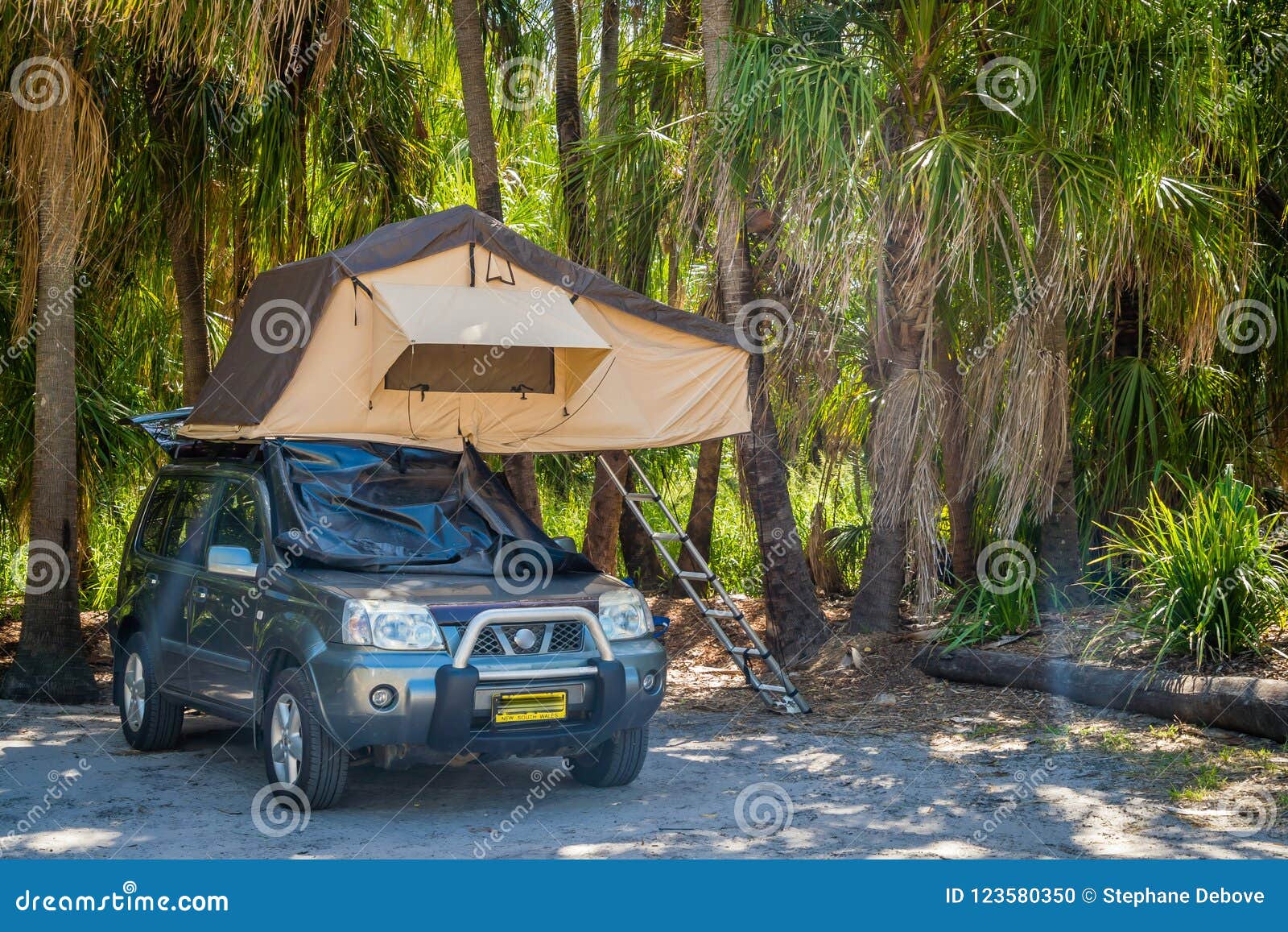 Tent Above Suv Car in a Camp Site in Australia Stock Photo Image of