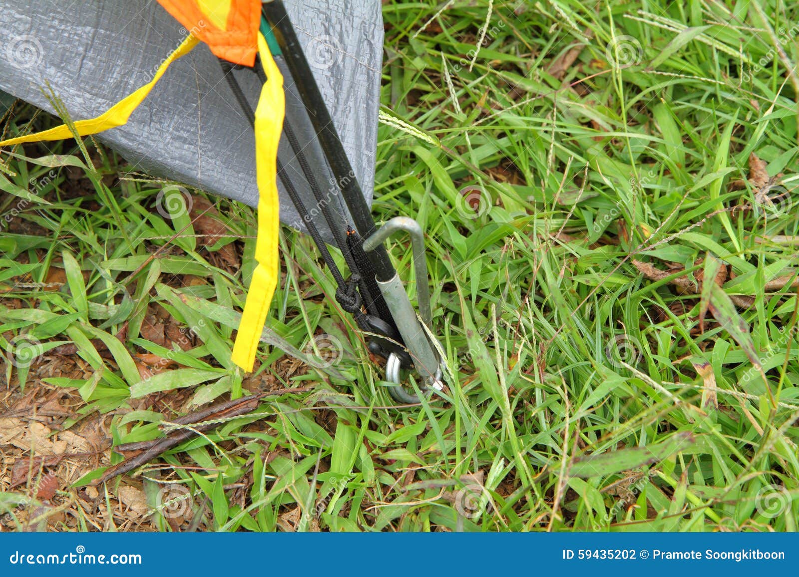 Tent anchor stock photo. Image of ground, rope, grass 59435202