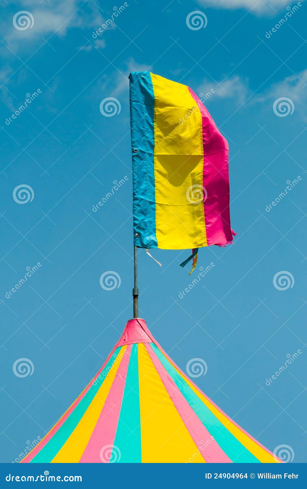 Tent Flag stock photo. Image of sunny, blue, tent, pink 24904964