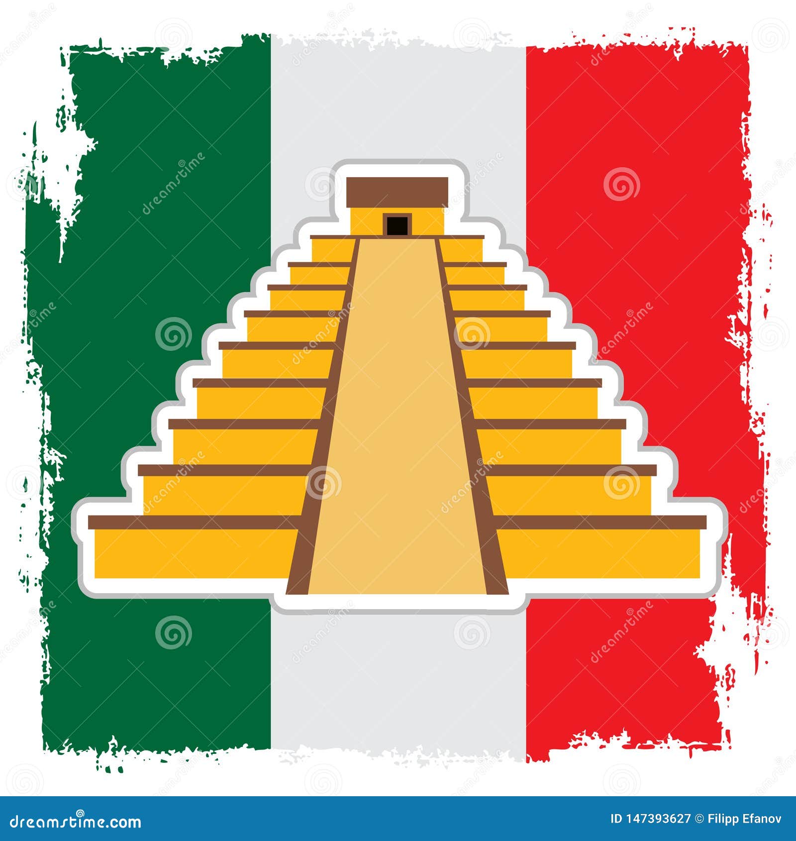 Teotihuacan on the Background of the Mexican Flag. Pyramid of the Sun and  Pyramid of the Moon. Mexican Sights Logo Stock Illustration - Illustration  of stickers, souvenir: 147393627