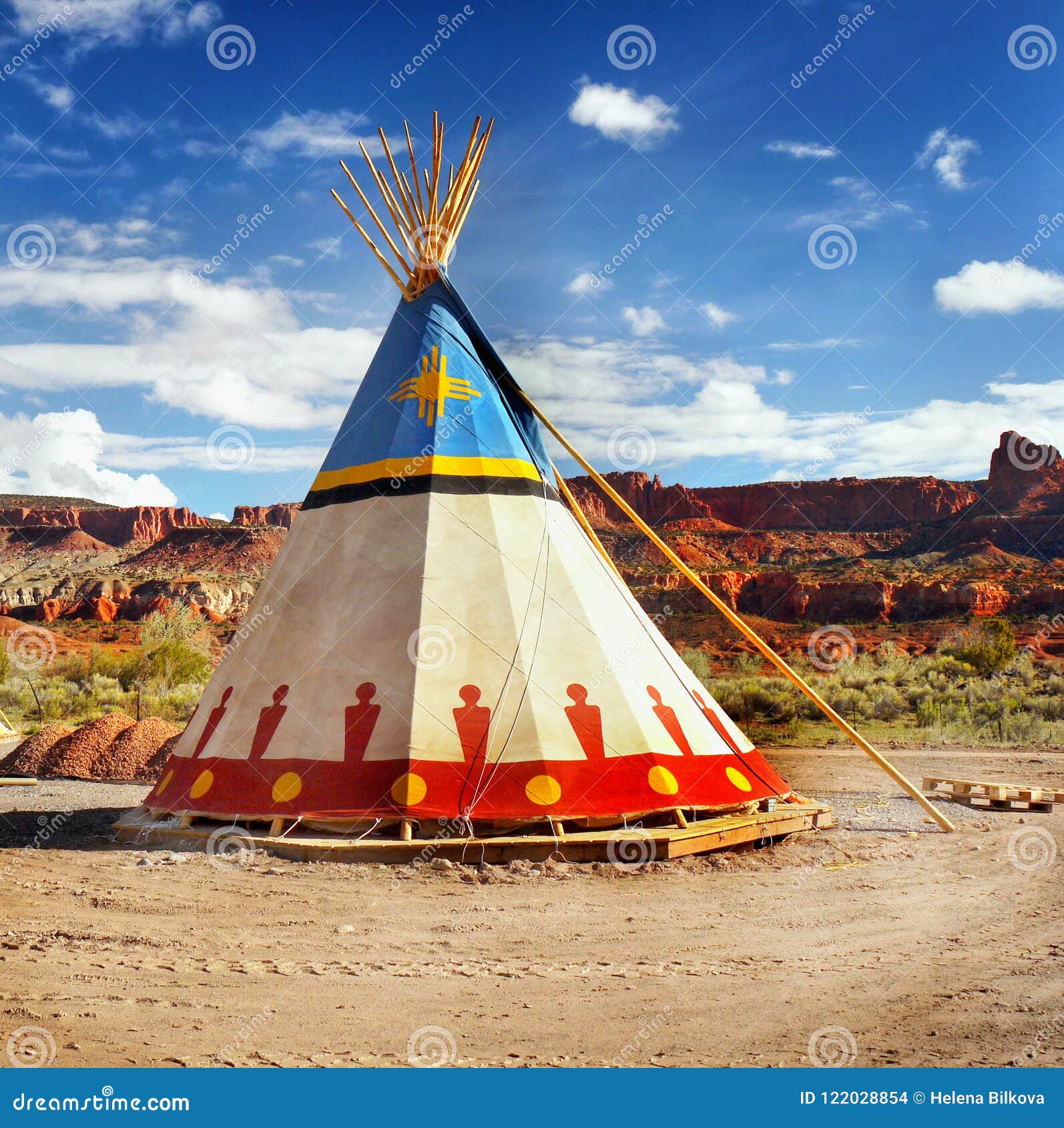 Albums 104+ Images tribe whose flag features a circle of teepees on a red background Stunning