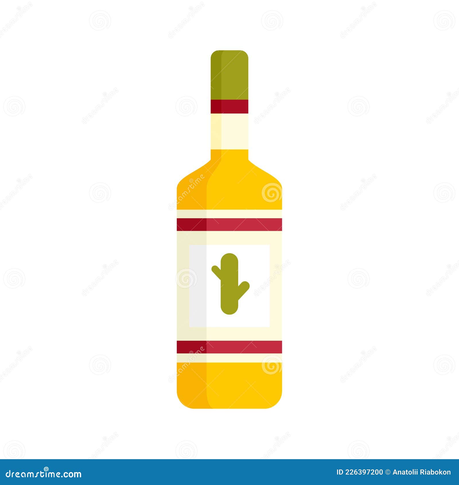 Tequila Bottle Icon Flat Isolated Vector Stock Vector Illustration of