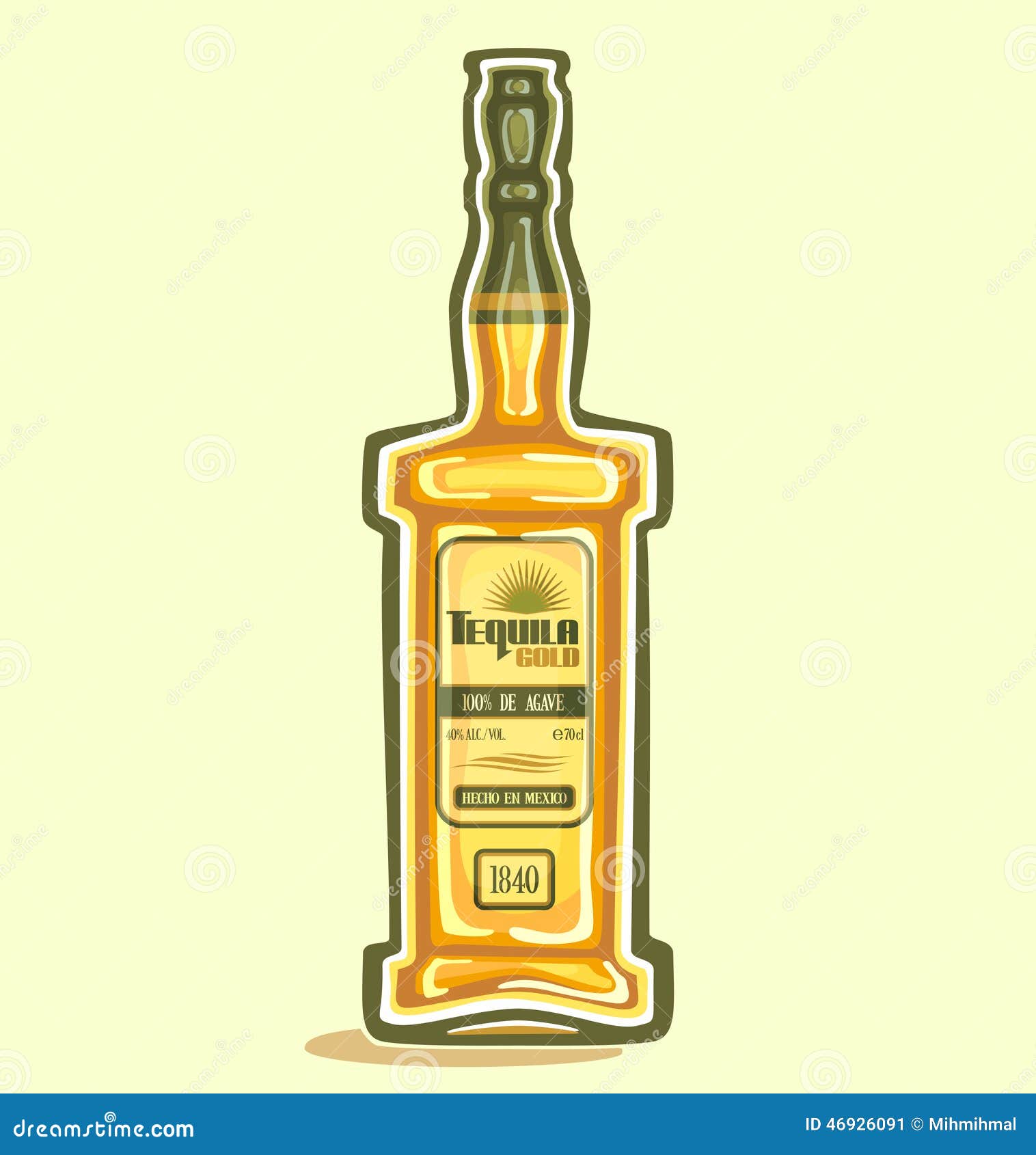 Tequila in the bottle stock vector. Illustration of abstract 46926091