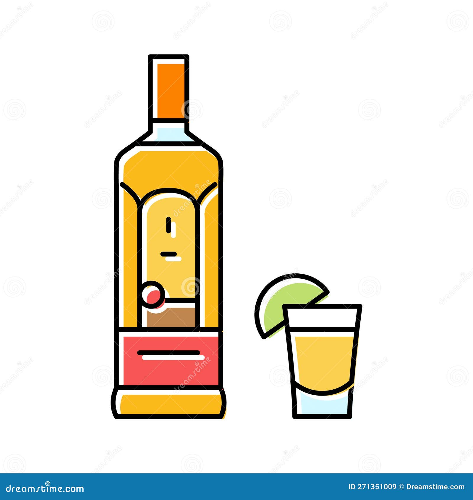 Tequila Drink Bottle Color Icon Vector Illustration Stock Vector ...