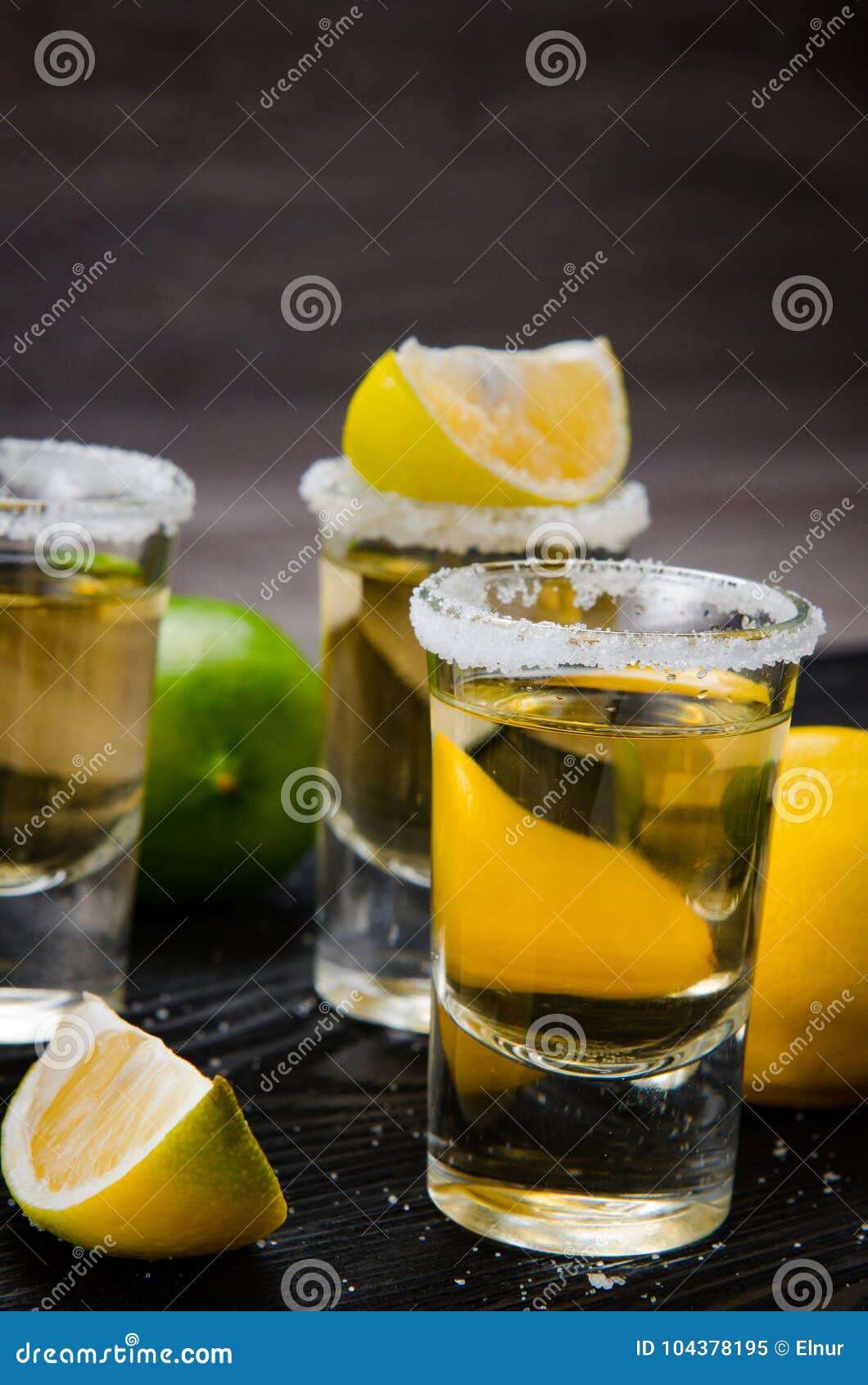 The Tequila Drink Served in Glasses with Lime and Salt Stock Image ...