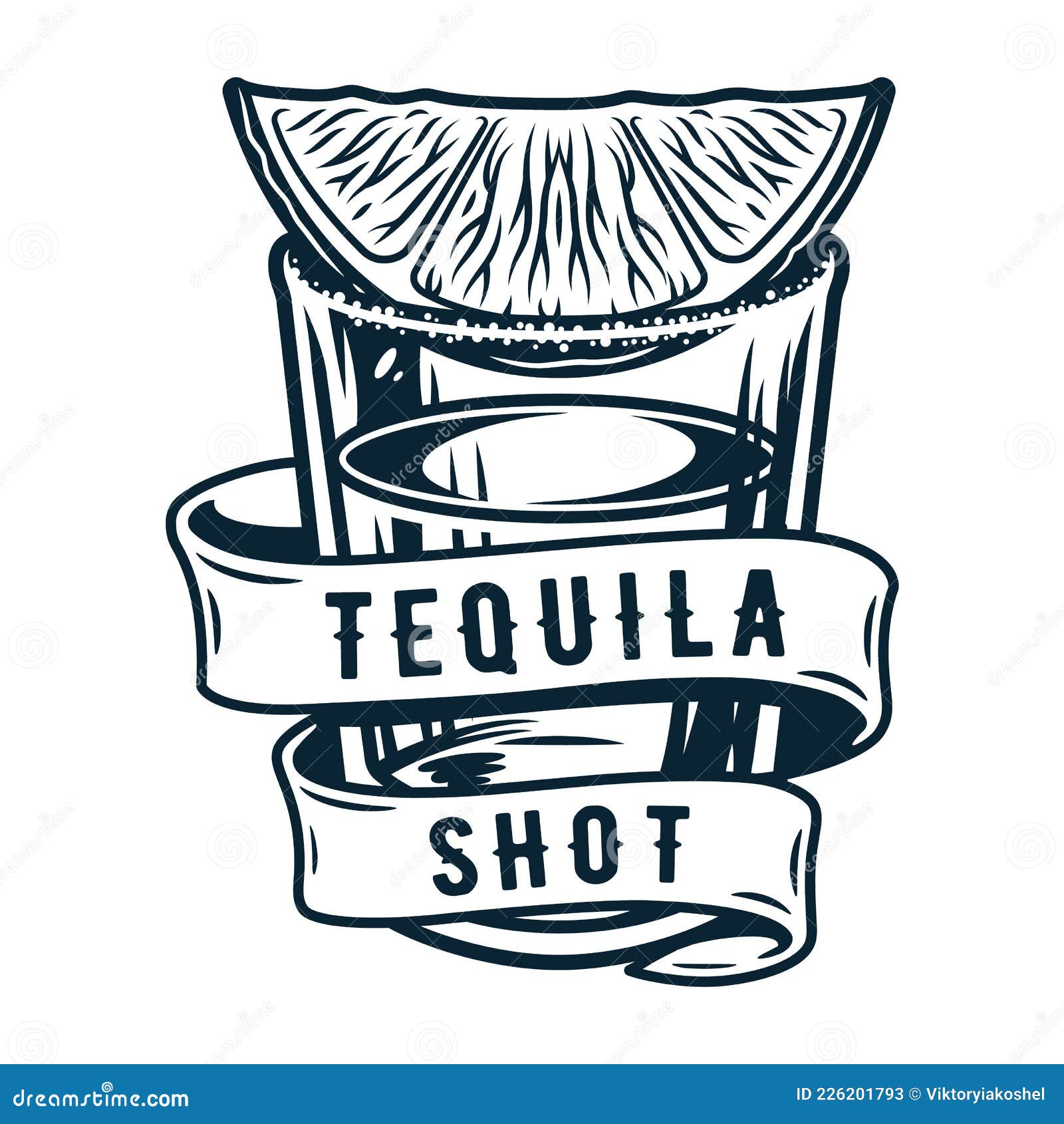 Tequila Shot Cocktail with Tropical Lime and Salt Stock Vector   Illustration of isolated monochrome 226201793