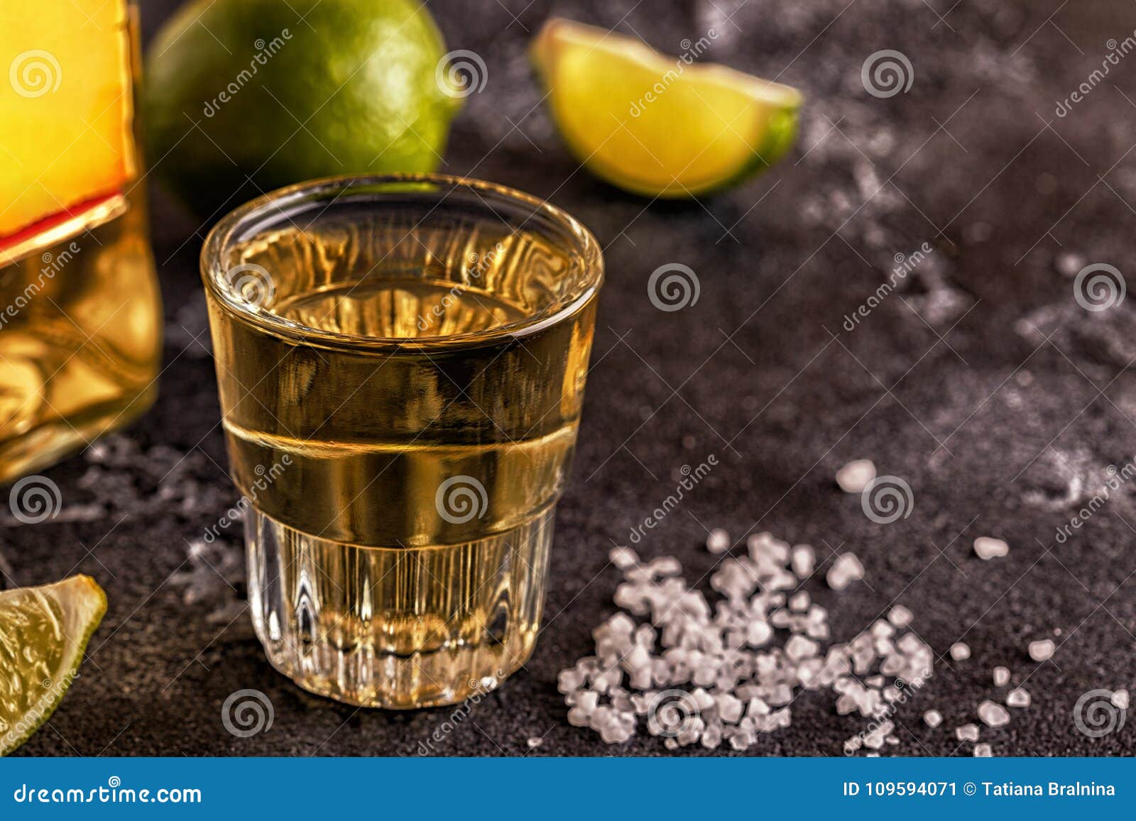 Tequila in Shot Glasses with Lime and Salt Stock Image - Image of ...