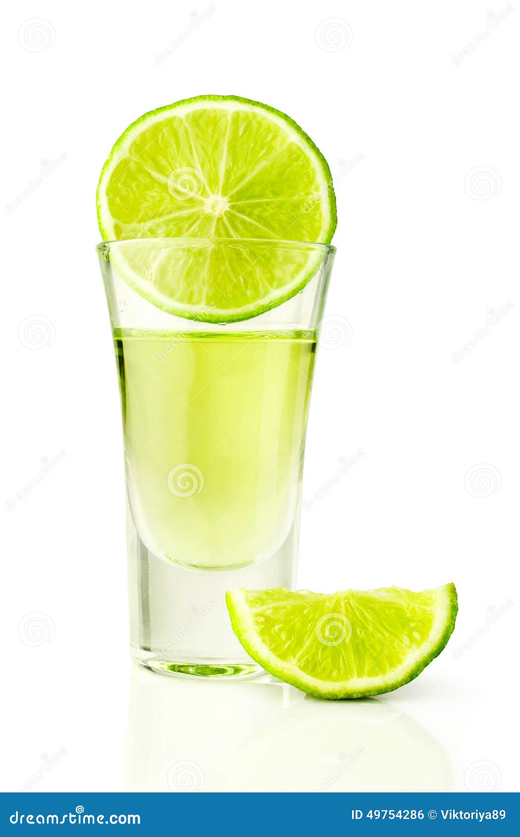Tequila shot with lime stock photo. Image of reflection 49754286