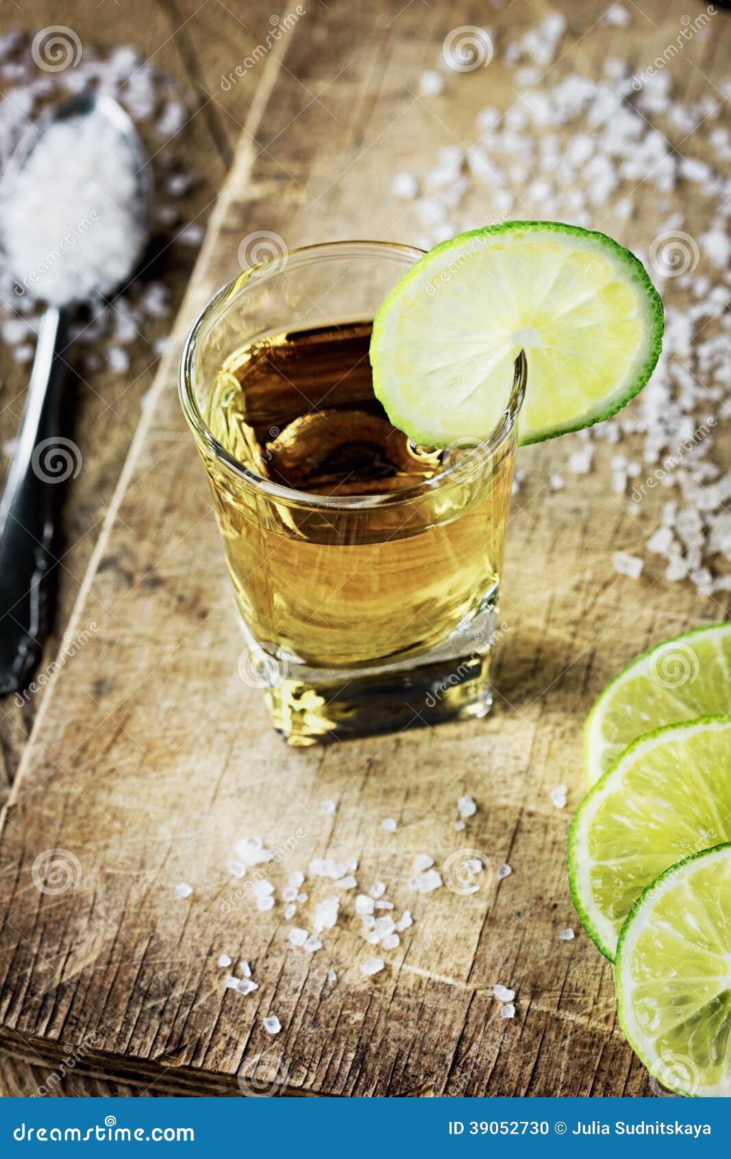 tequila shot with lime and salt