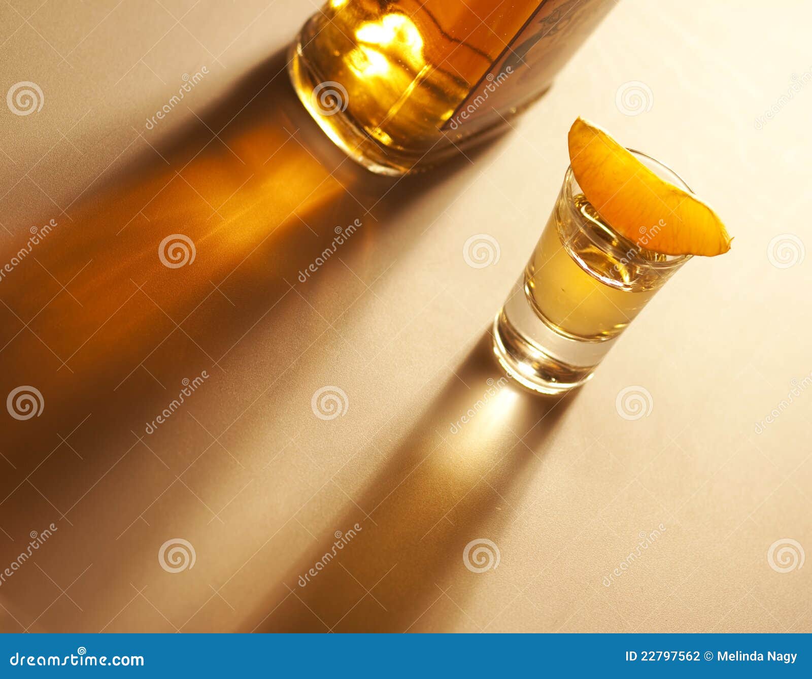 Tequila Shot with Orange and Bottle Stock Photo Image of bottle
