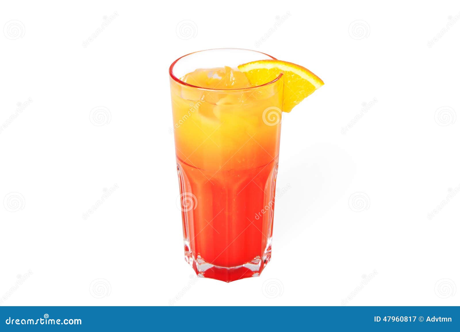 tequila sunrise cocktail with ice