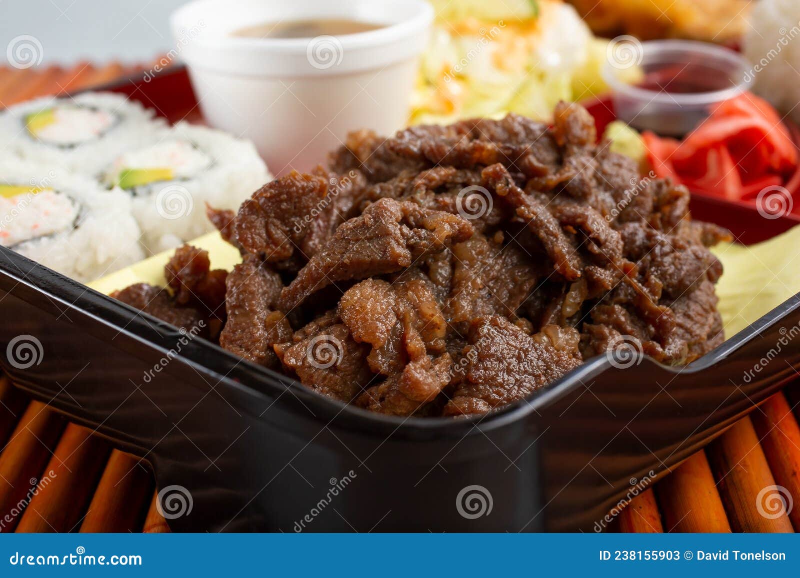 Teriyaki beef bento box stock image. Image of meat, copy 238155903