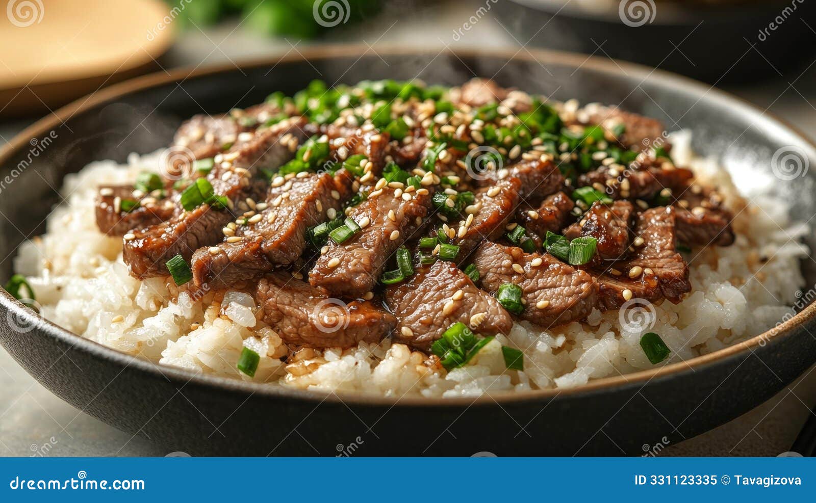teriyaki beef with rice - generative ai