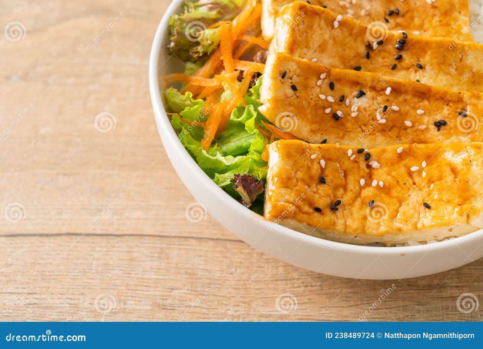 Teriyaki Tofu Rice Bowl - Vegan Food Style Stock Photo - Image of asian