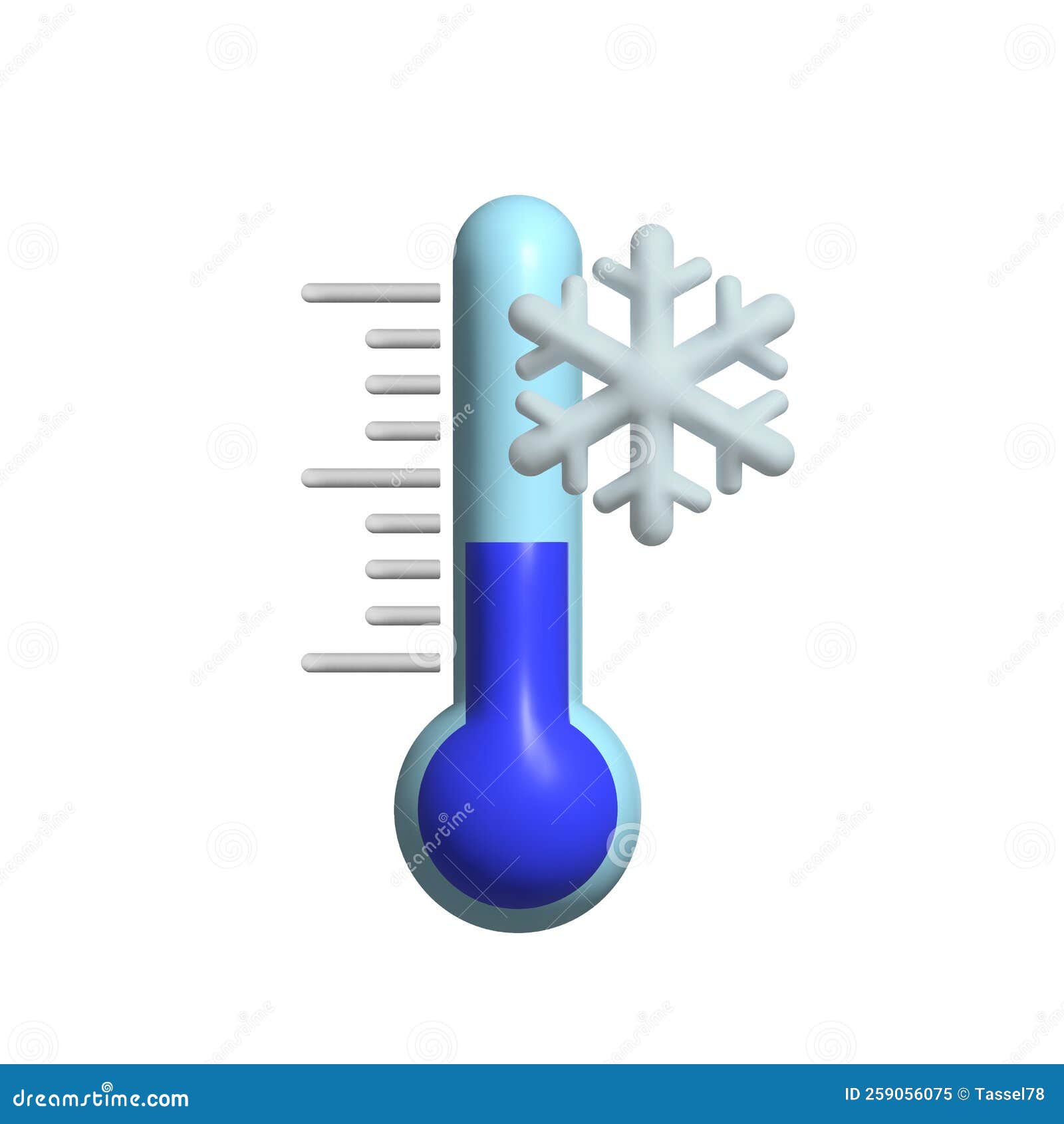 Termómetro Con Copos De Nieve. Icono Vectorial 3d De Clima Frío