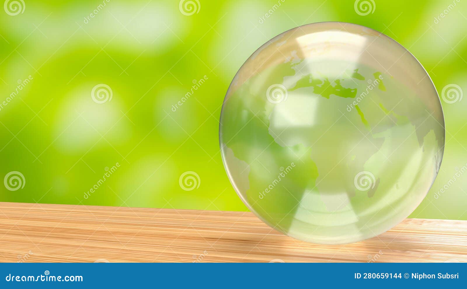 the world map on glass ball for eco concept 3d rendering