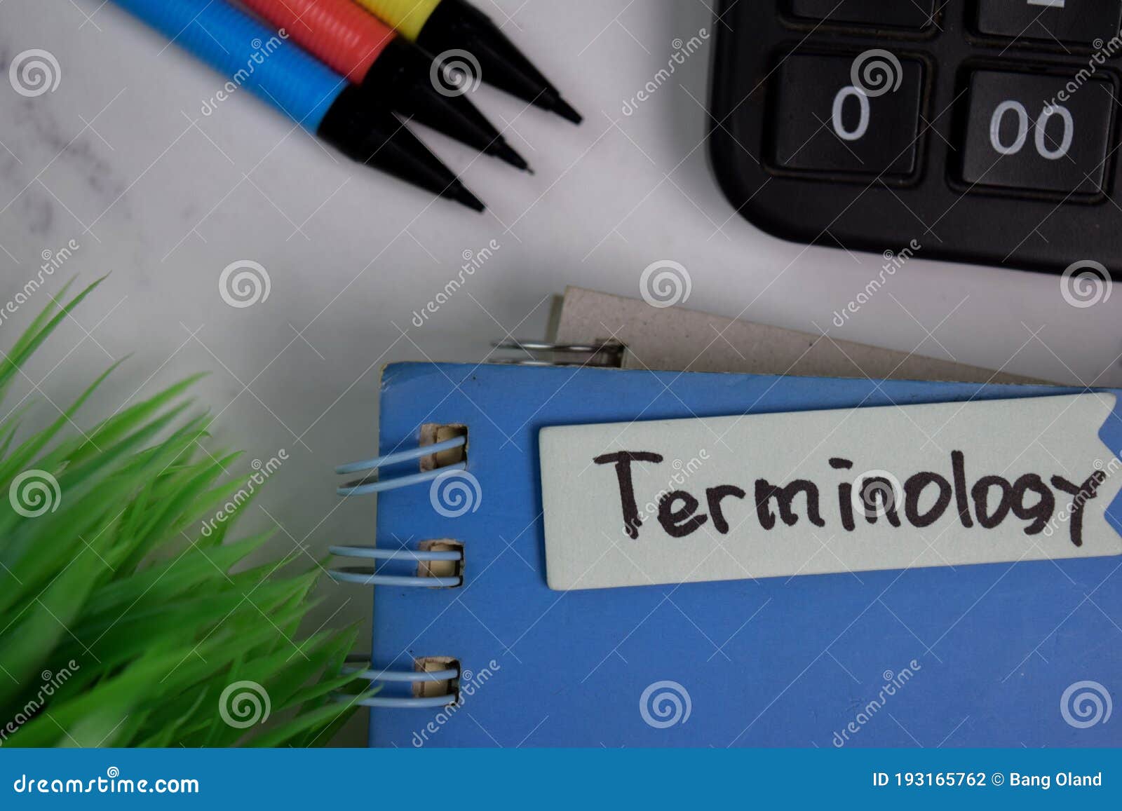 terminology write on sticky notes  on office desk