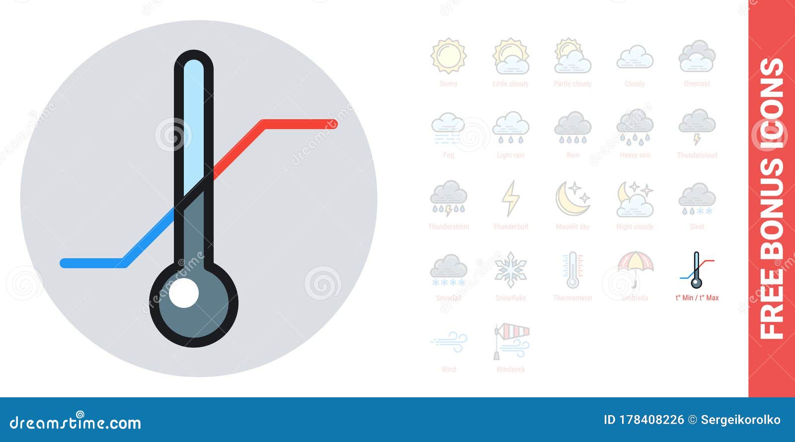 Termometro Con Icona Della Temperatura Minima E Massima Per L'applicazione  O Il Widget Di Previsioni Meteorologiche. Versione a Co Illustrazione  Vettoriale - Illustrazione di colore, colorato: 178408226