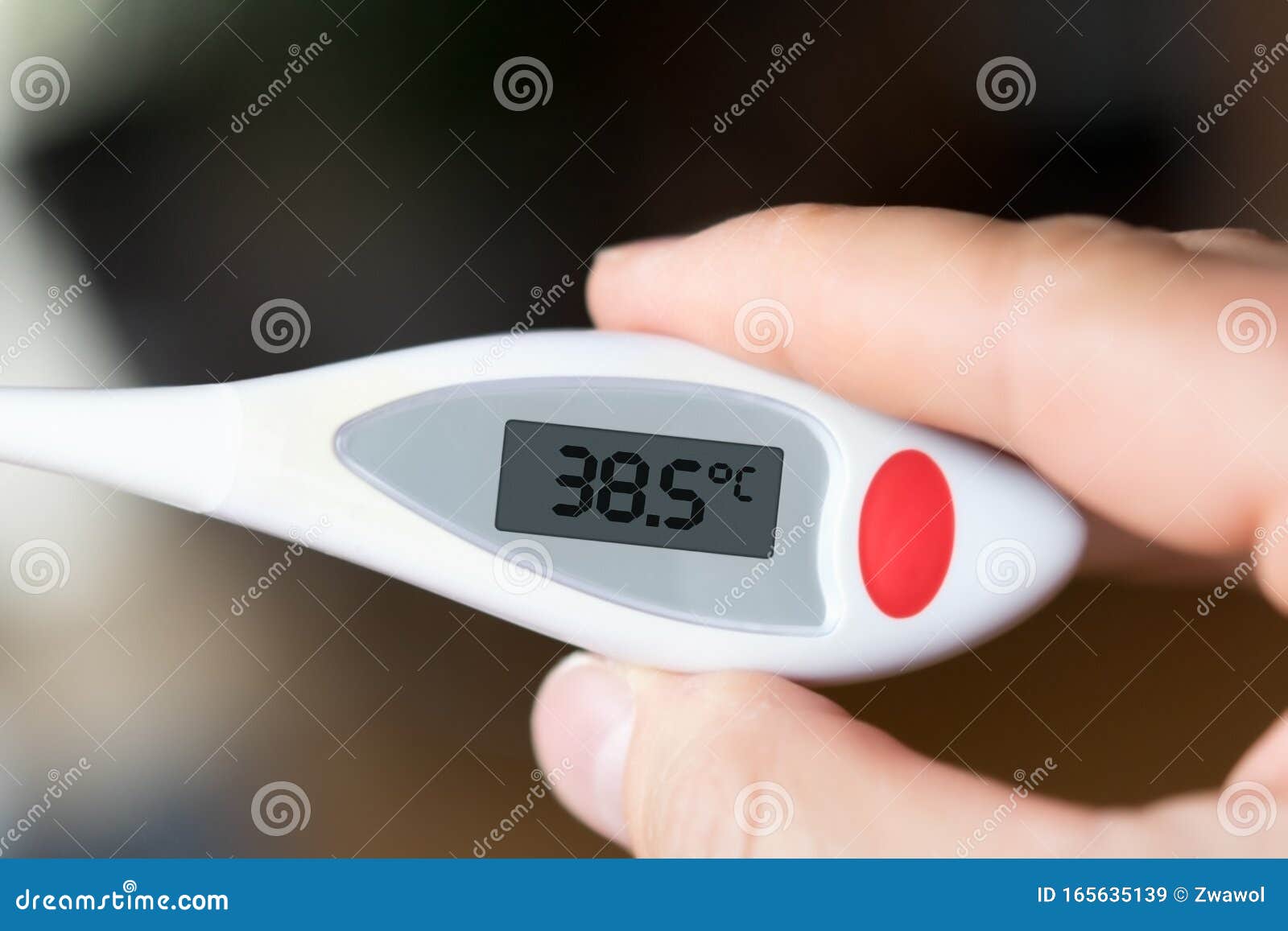 Termometro a febbre 38,5 immagine stock. Immagine di febbre - 165635139
