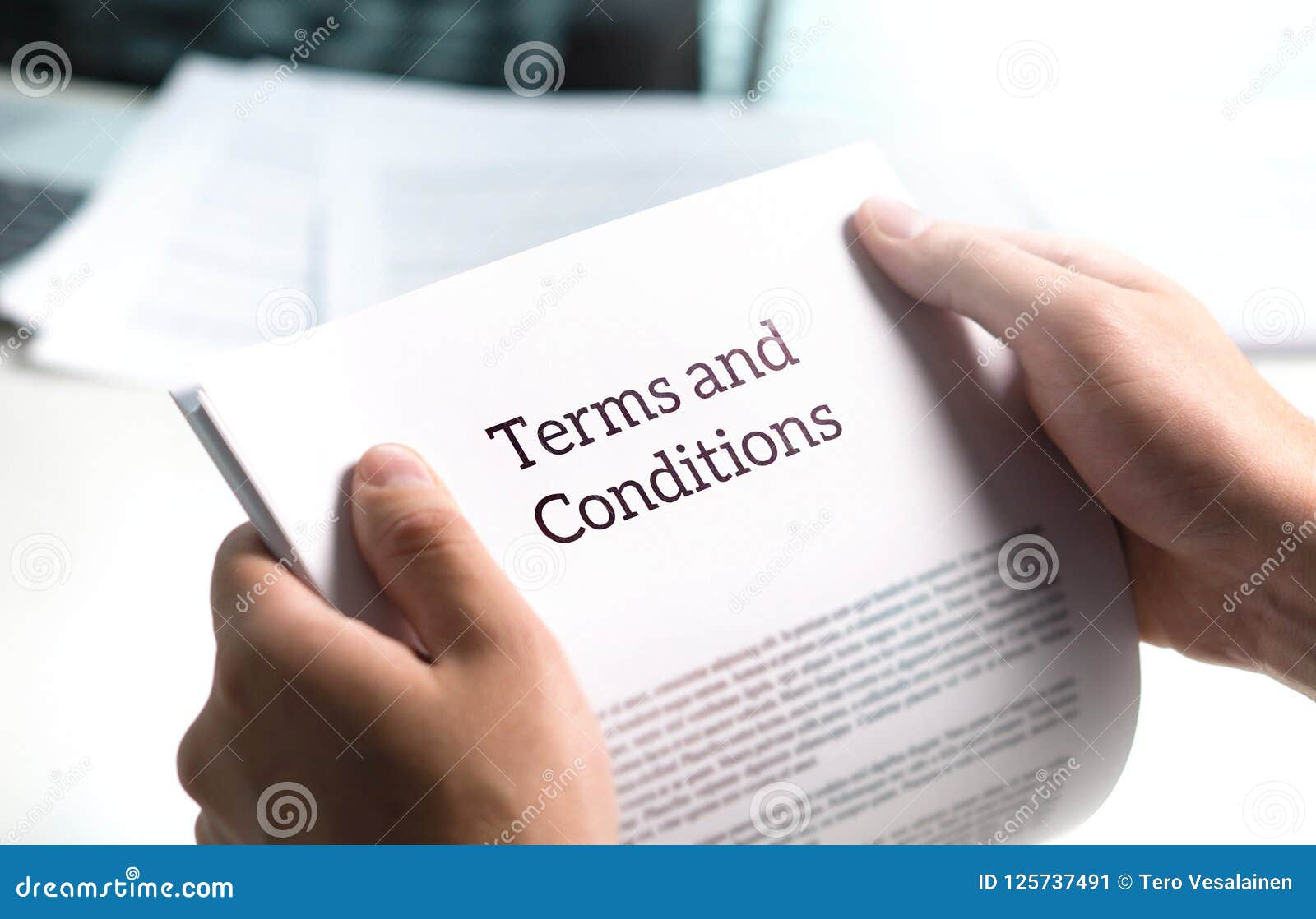 Terms And Conditions Text In Legal Agreement Or Document Stock Image Image Of Customer Holding 125737491