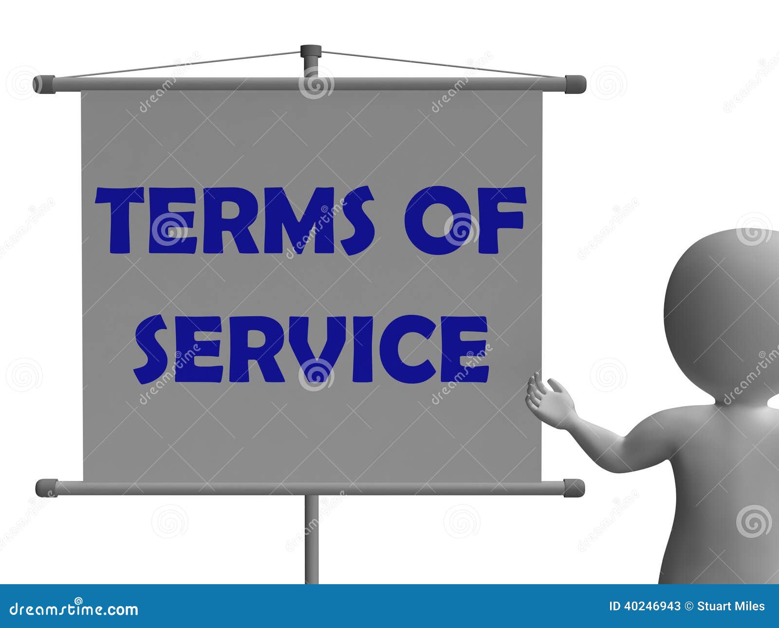 terms of service board shows legality and