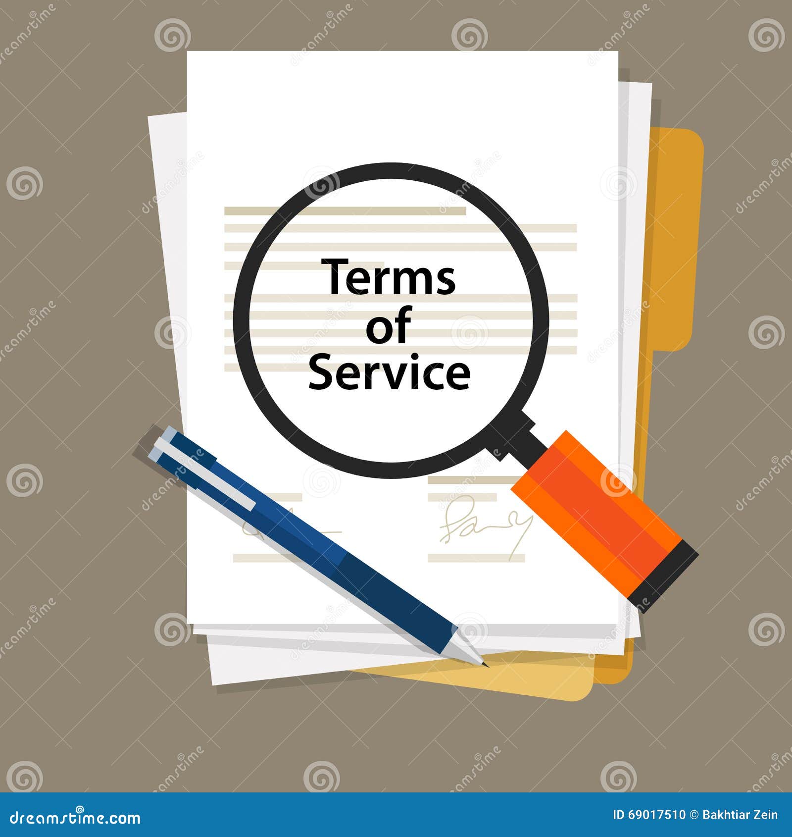 terms of service contract document signed