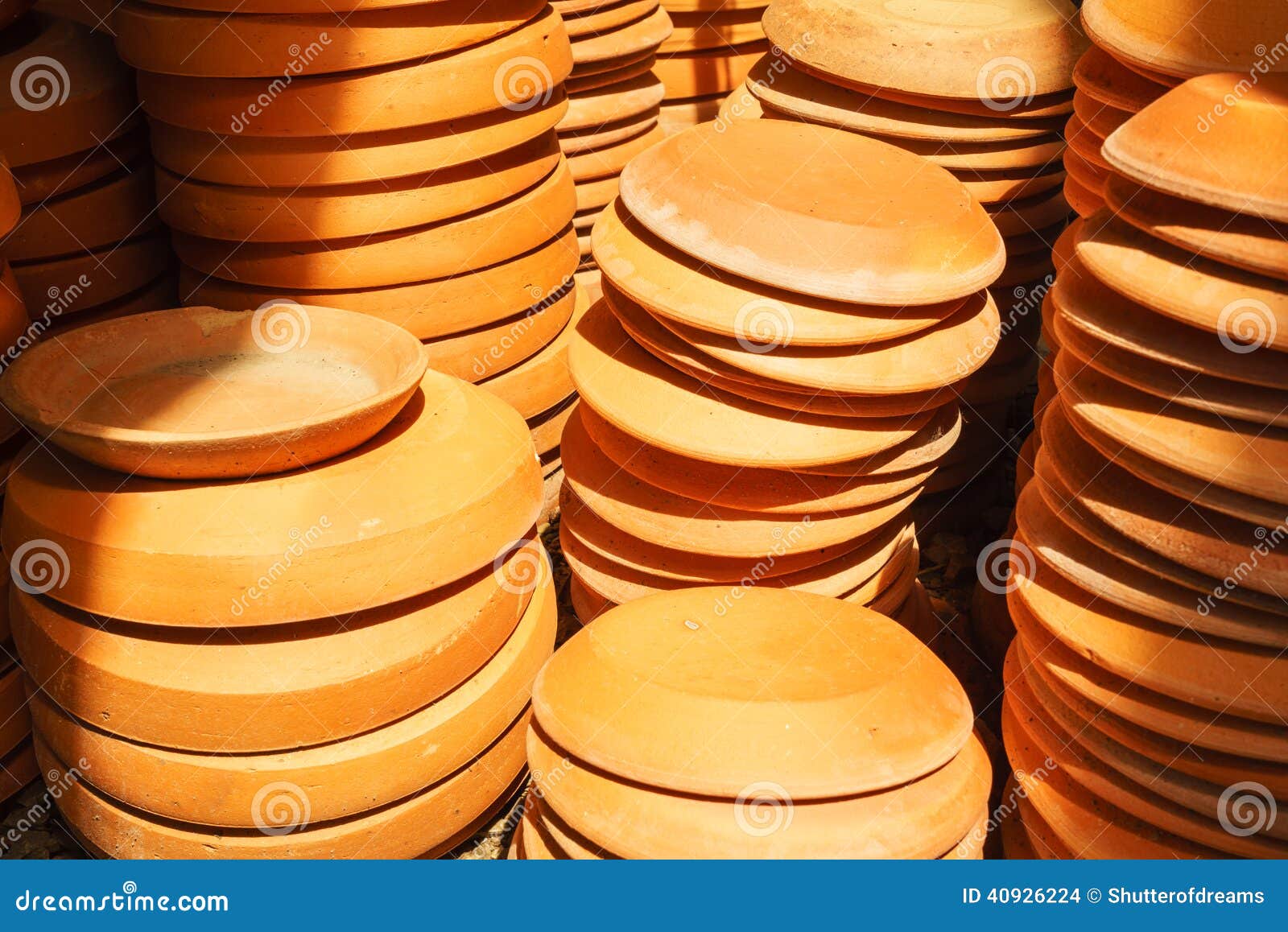 Terracotta Flower Pot Saucers Stock Photo Image of group, clay 40926224