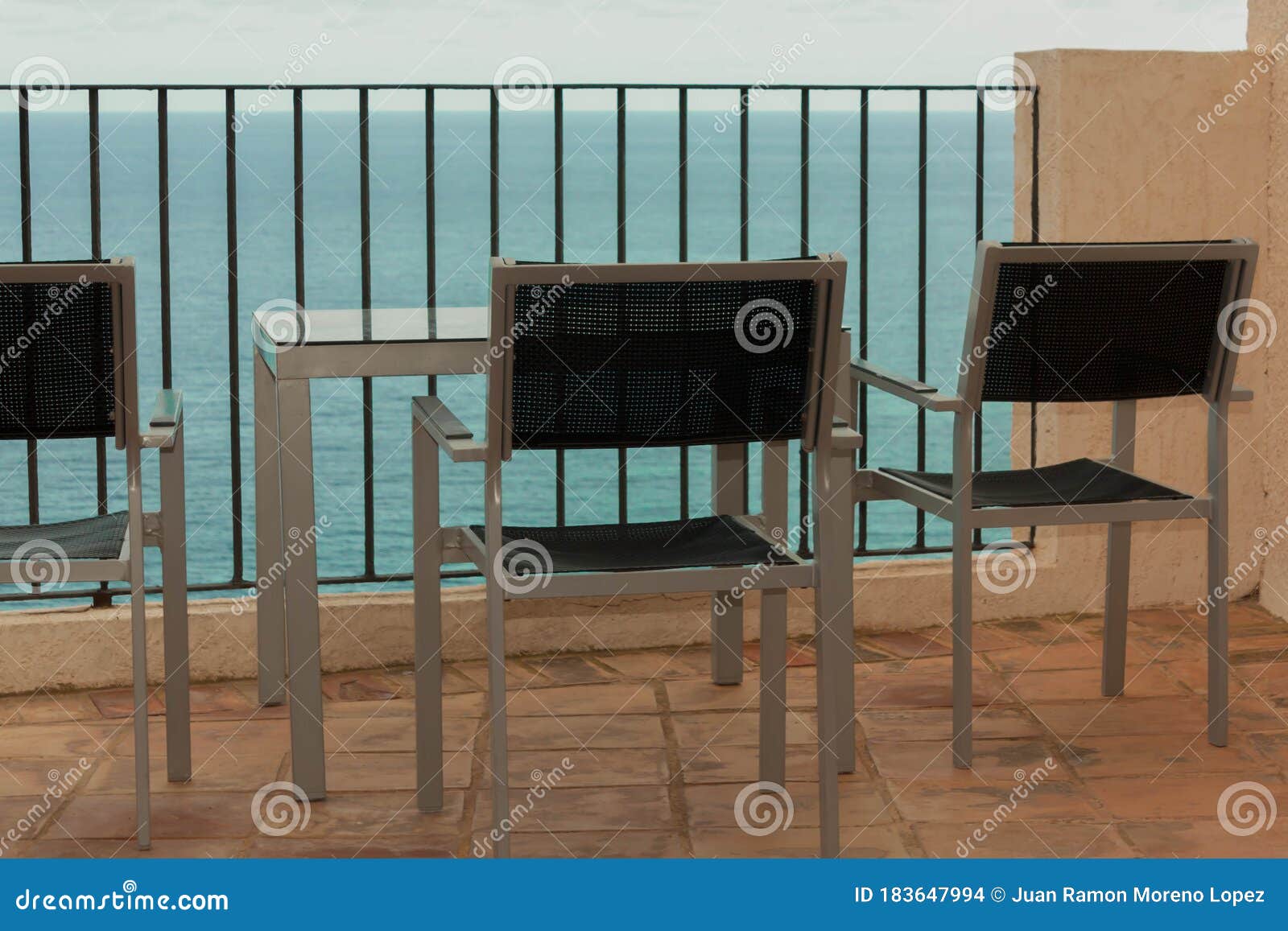 a terrace overlooking the sea