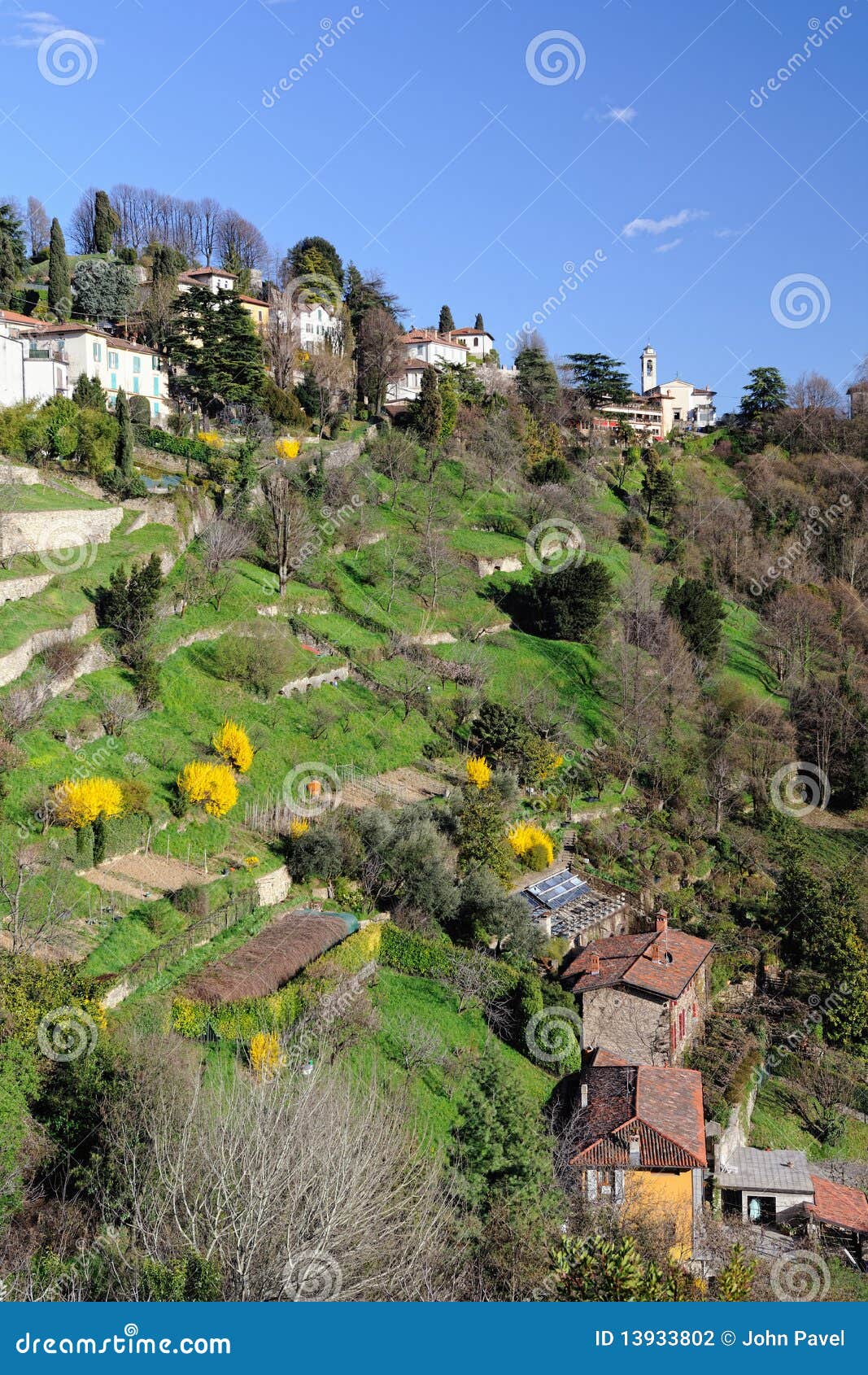 terraced gardens to san vigilio, lombardy, italy