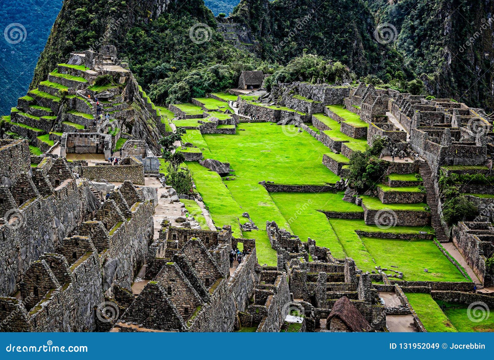 Terraced Stone Walls And Buildings Of Machu Picchu Stock Image Image
