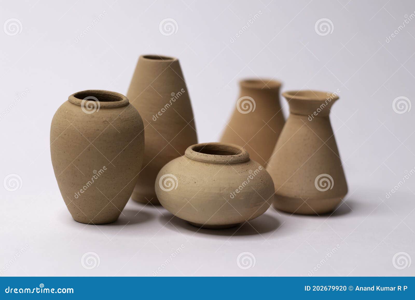 Terracotta Small Clay Pots,Mini Clay Pots with White Background Stock