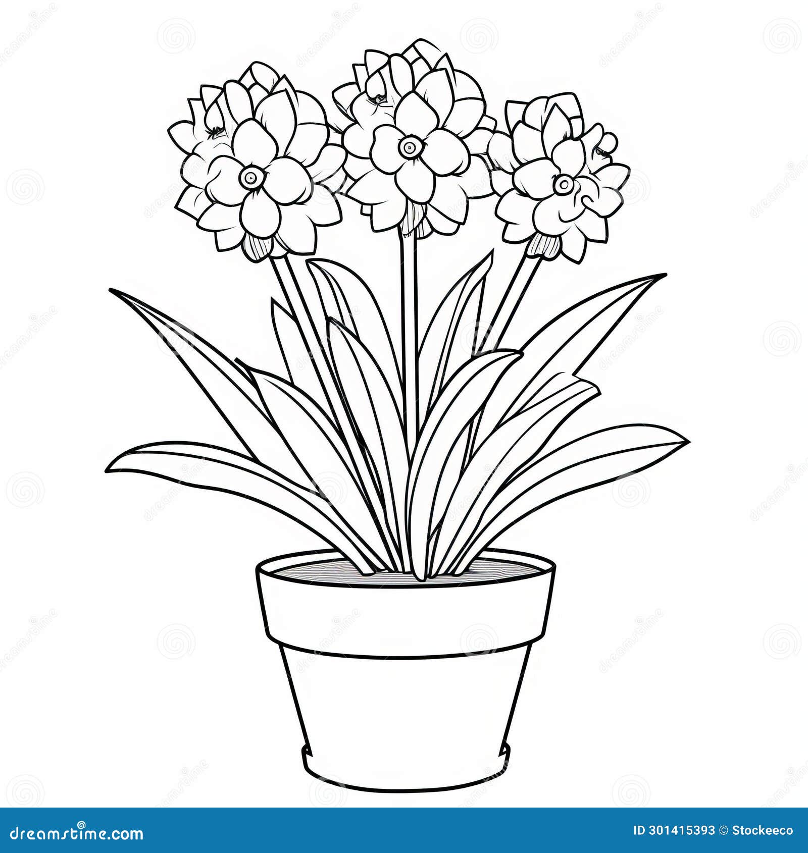 Terracotta Style Hyacinth Flowers Coloring Page Stock Illustration ...