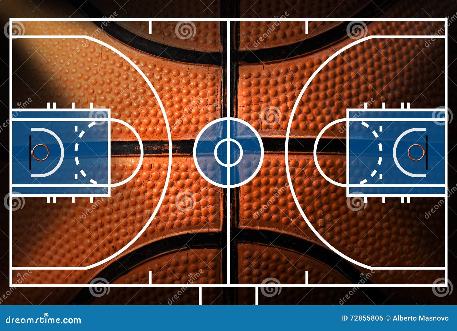 Terrain De Basket Avec Le Détail Du Basketball Illustration Stock