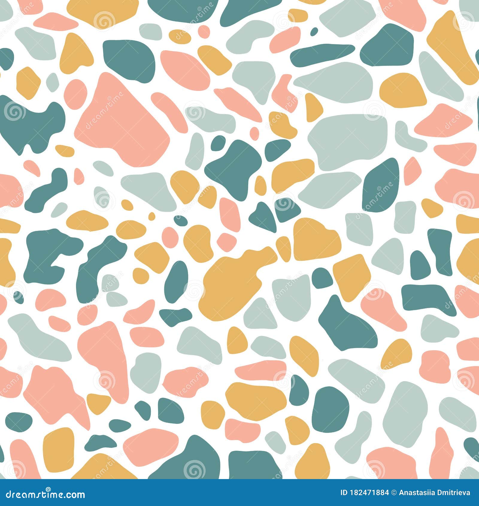 Terrazzo Floor Covering Seamless Pattern in Mint, Yellow Colors. Vector ...