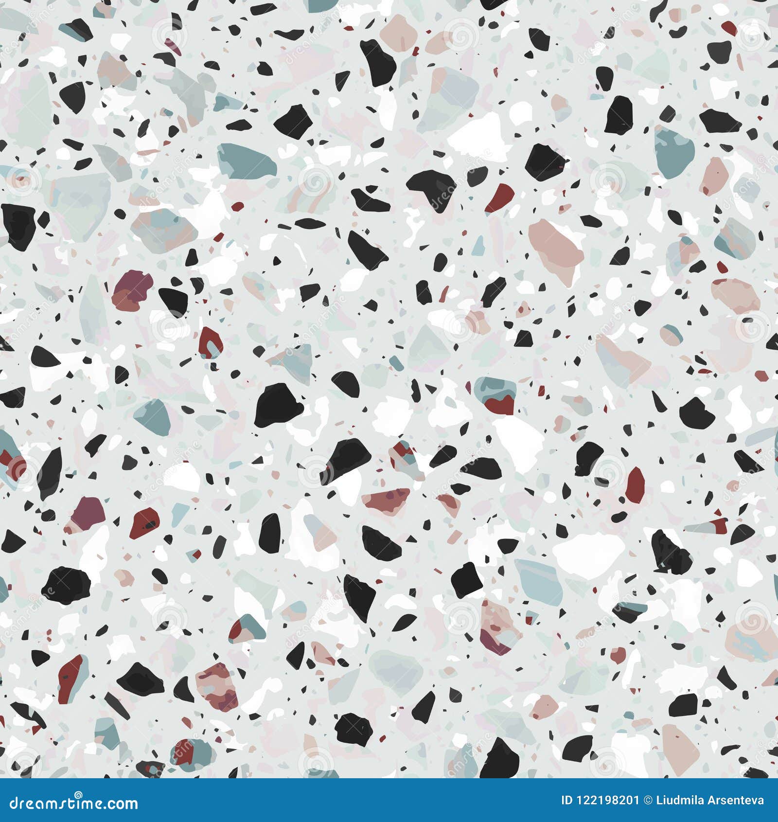 Terrazzo Flooring Vector Seamless Pattern In Gray Colors Stock