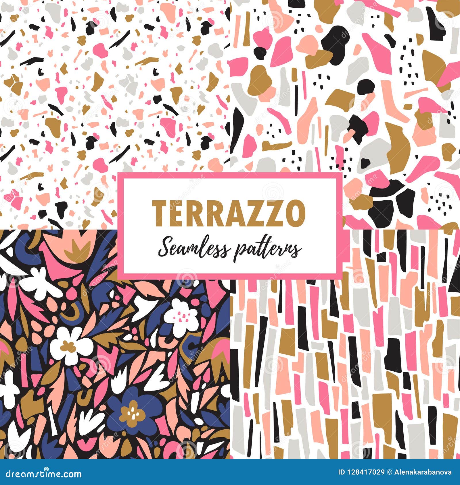terrazzo seamless patterns. set trendy abstract repeat s.  abstract background.