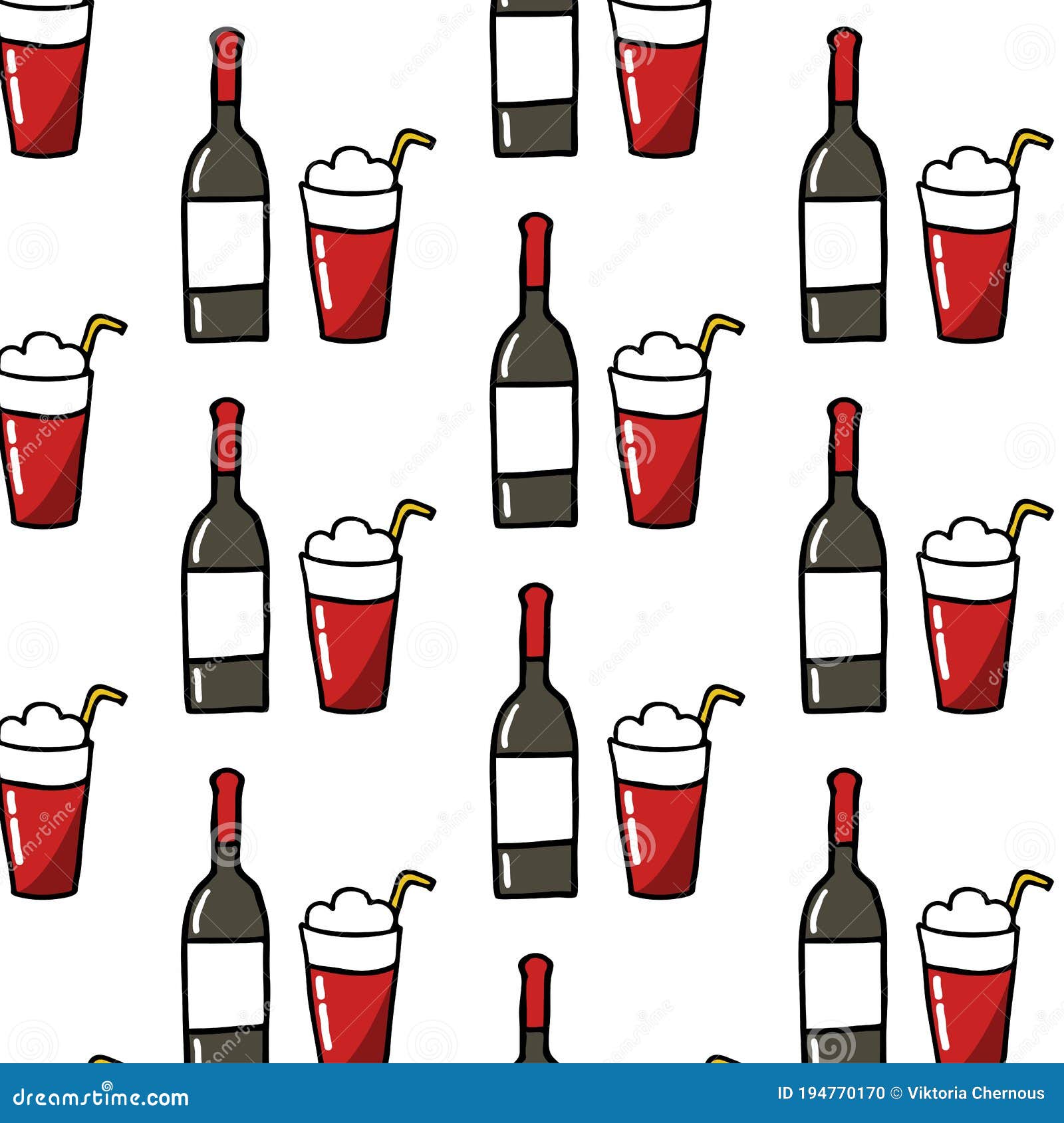 terremoto chilean traditional drink seamless doodle pattern,  color 