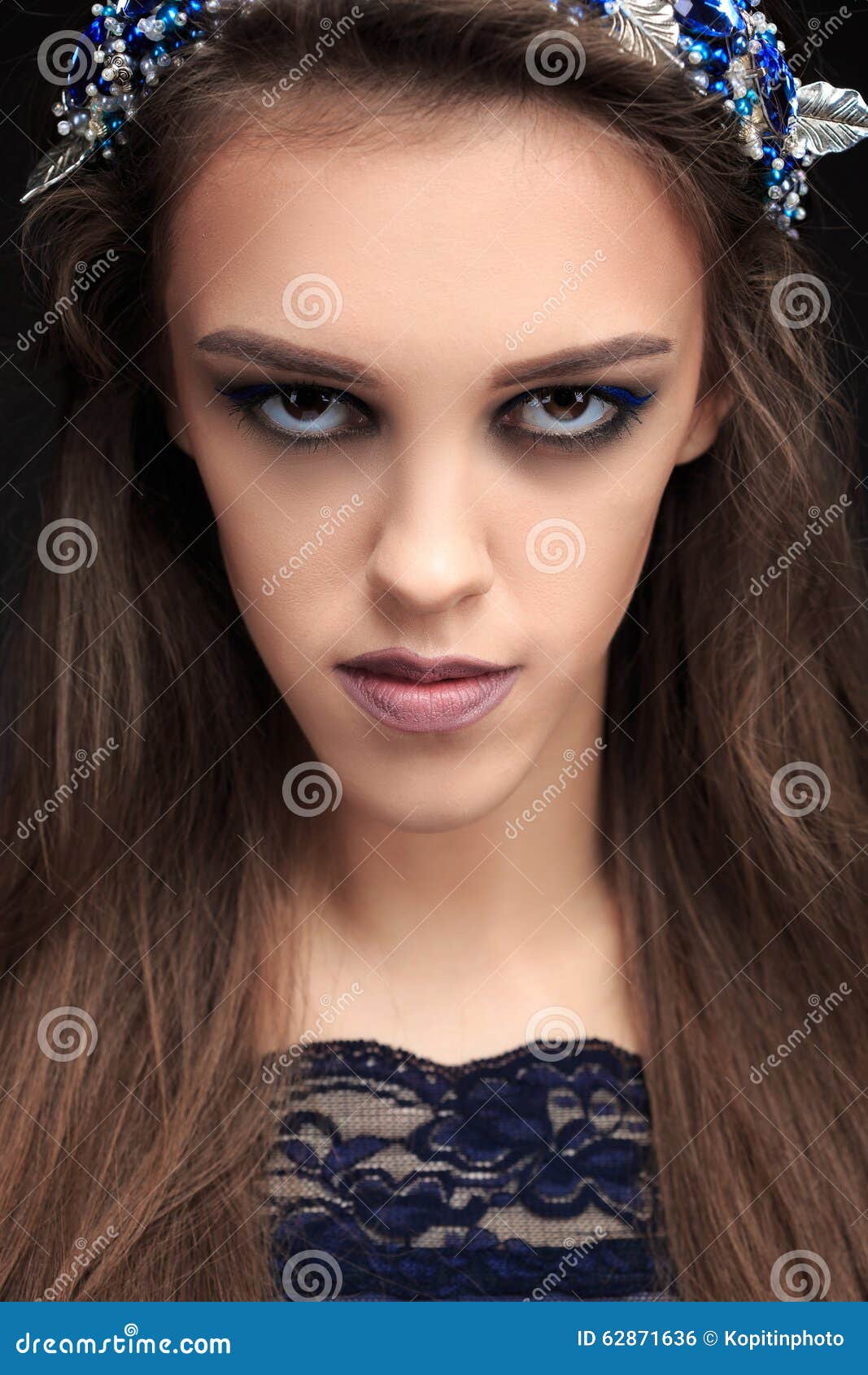 Terrible Girl With A Long Face In The Diadem Stock Photo Image Of Makeup Classic 62871636