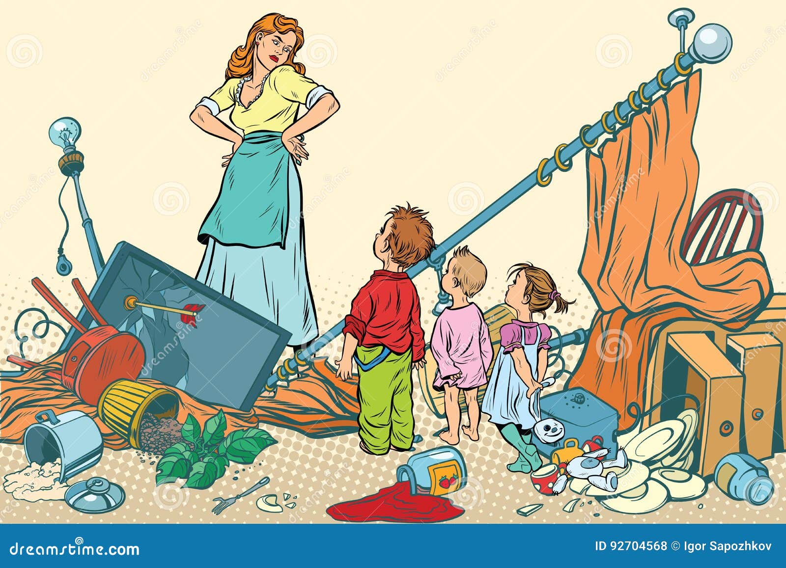 terrible mother and the kids made a mess at home