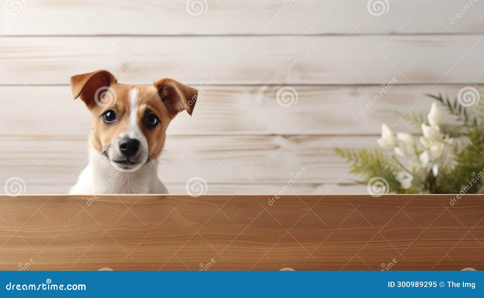 terrier jack russell peeking over desk ai generated banner background copy space