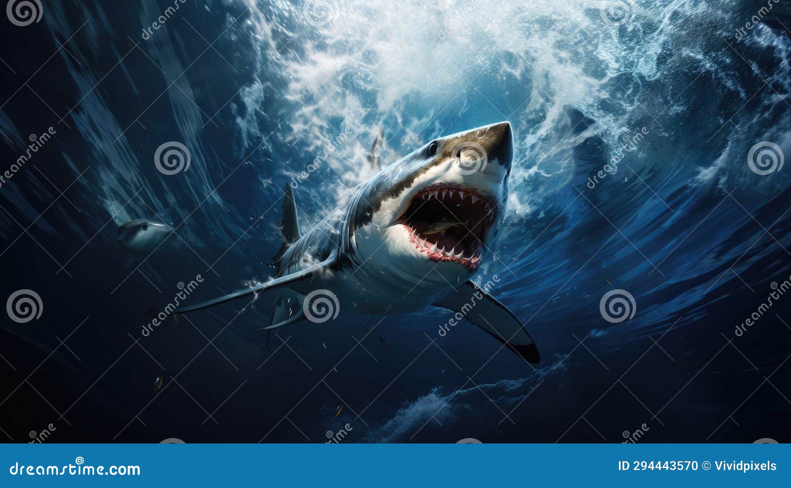 Terrifying Great White Shark Illustration Royalty-Free Cartoon