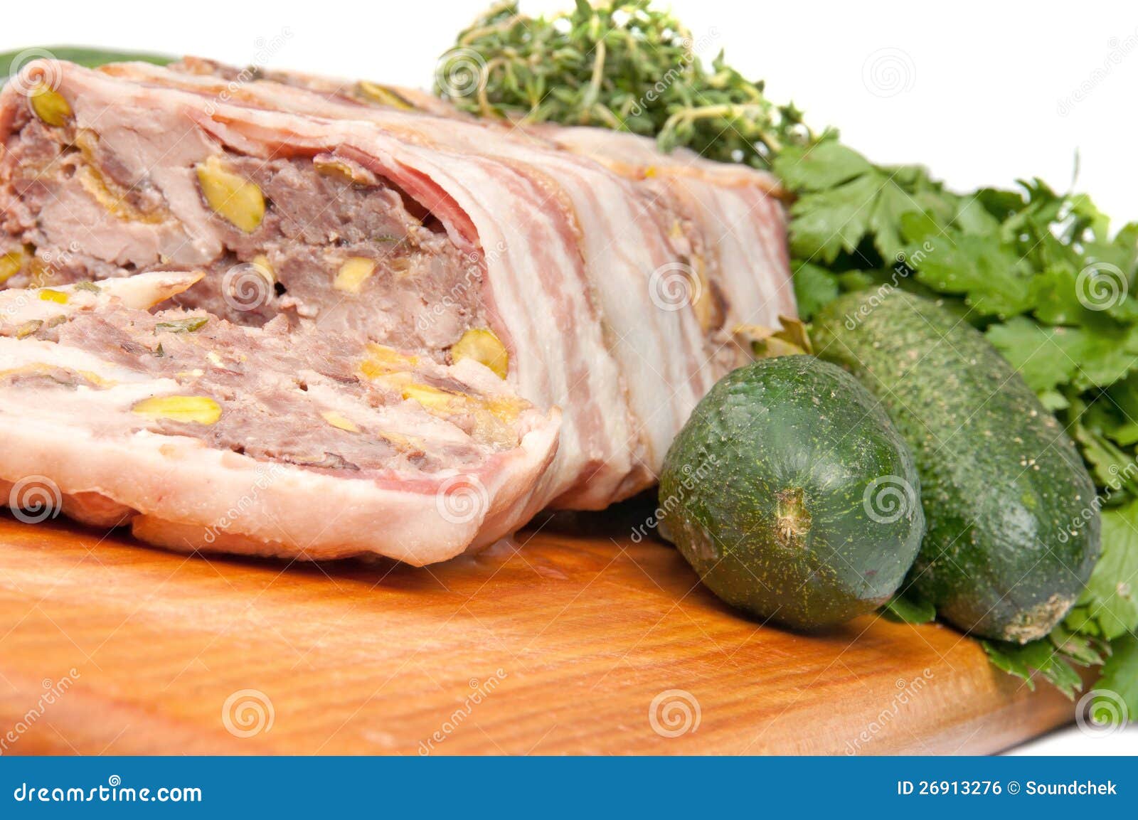 Terrine on a wooden board stock photo. Image of oregano 26913276