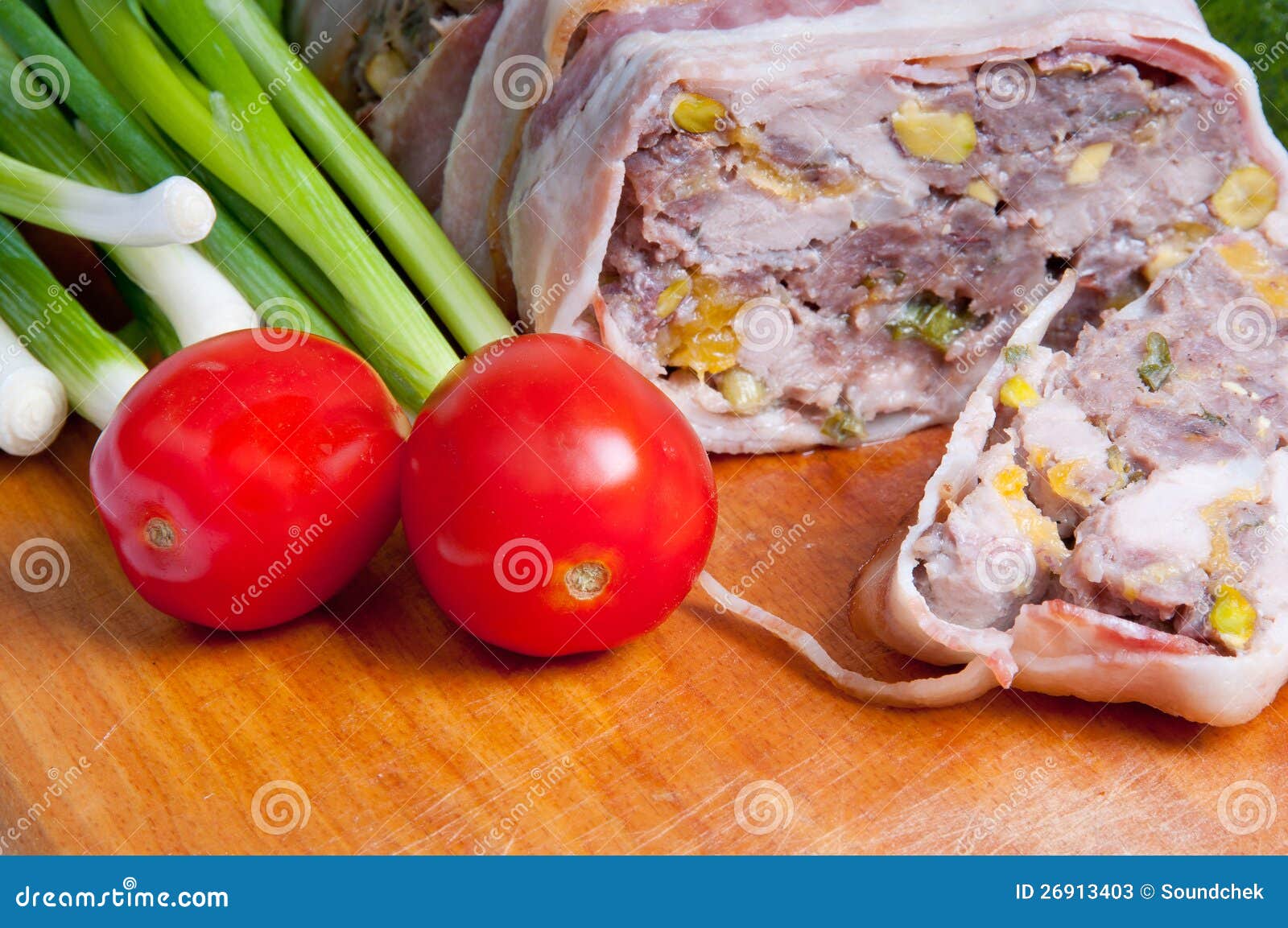 Terrine on a wooden board stock image. Image of vegetables 26913403