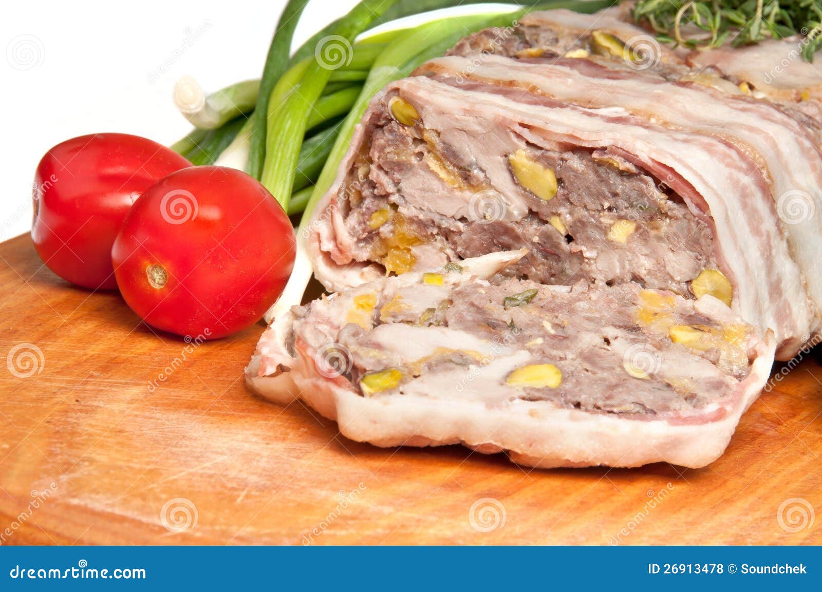 Terrine on a wooden board stock photo. Image of bacon 26913478