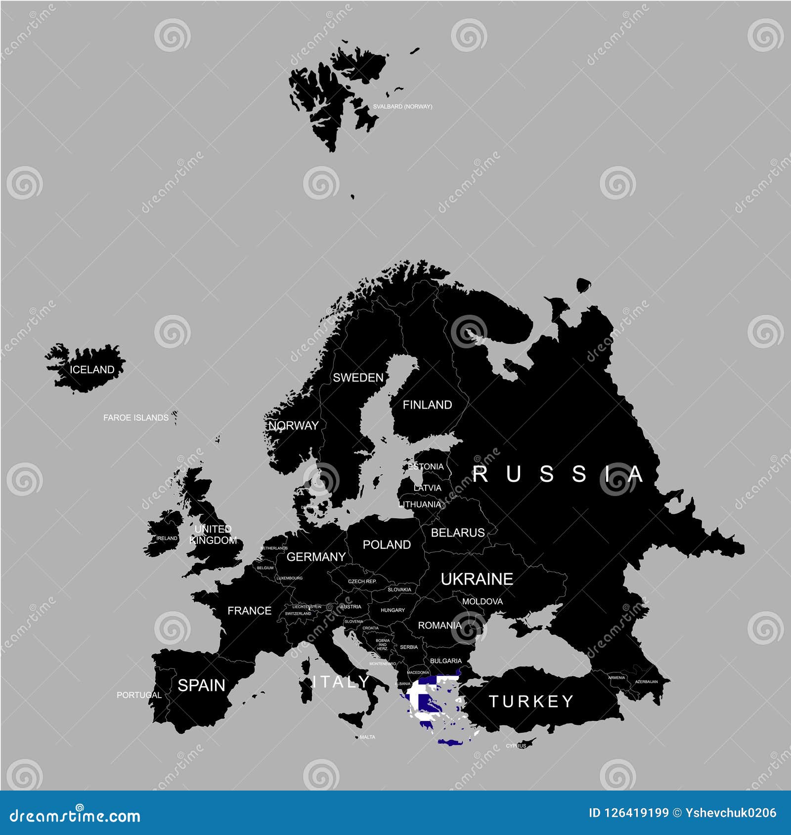 Territoire De La Grèce Sur La Carte De Leurope Sur Un Fond