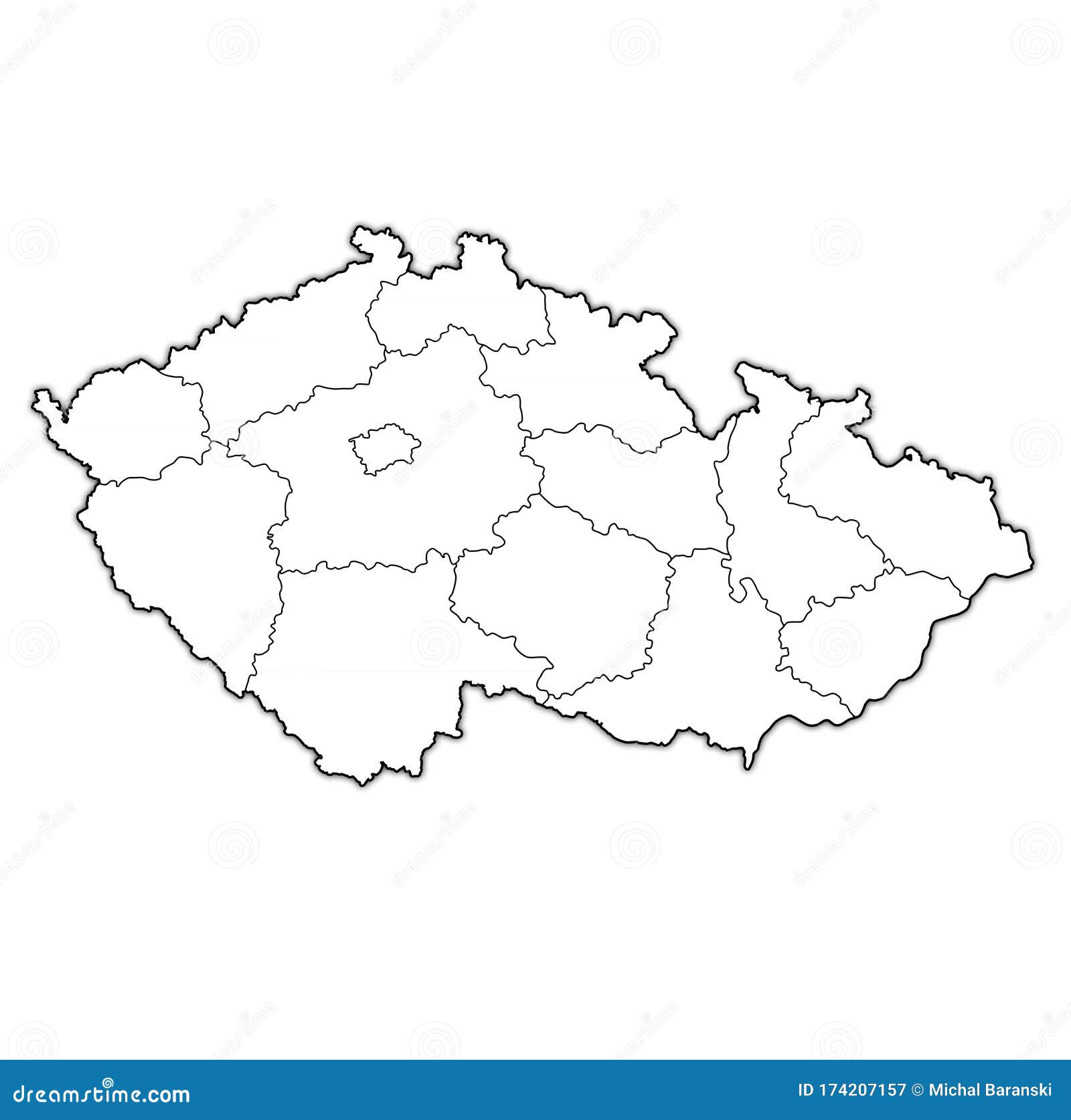 Territories of Regions on Administration Map of Czech Republic Stock ...