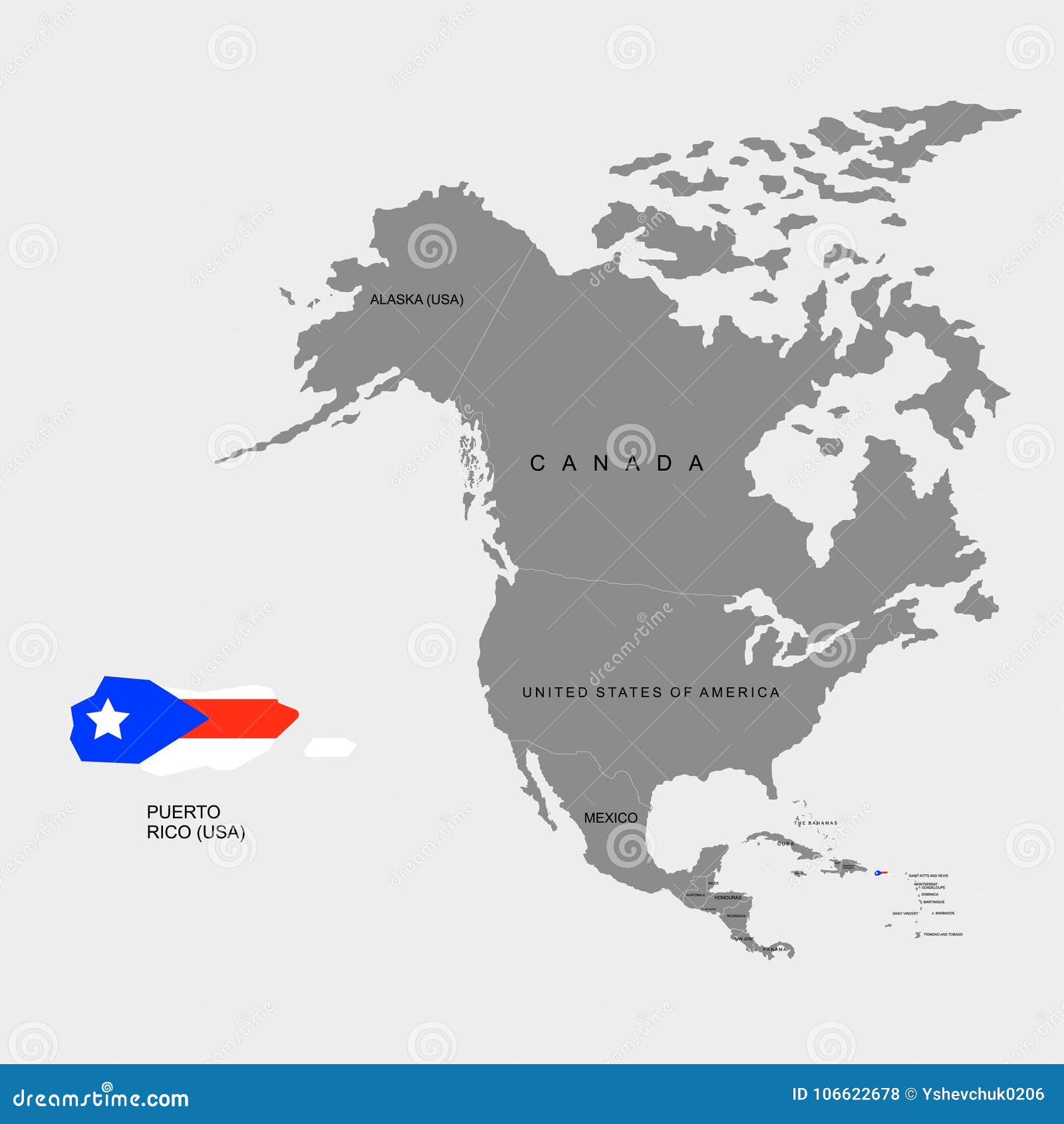 Territorio De Puerto Rico En El Continente Norteamérica Indicador De Puerto Rico Ilustración Del Vector del Vector - Ilustración de blanco, pista: