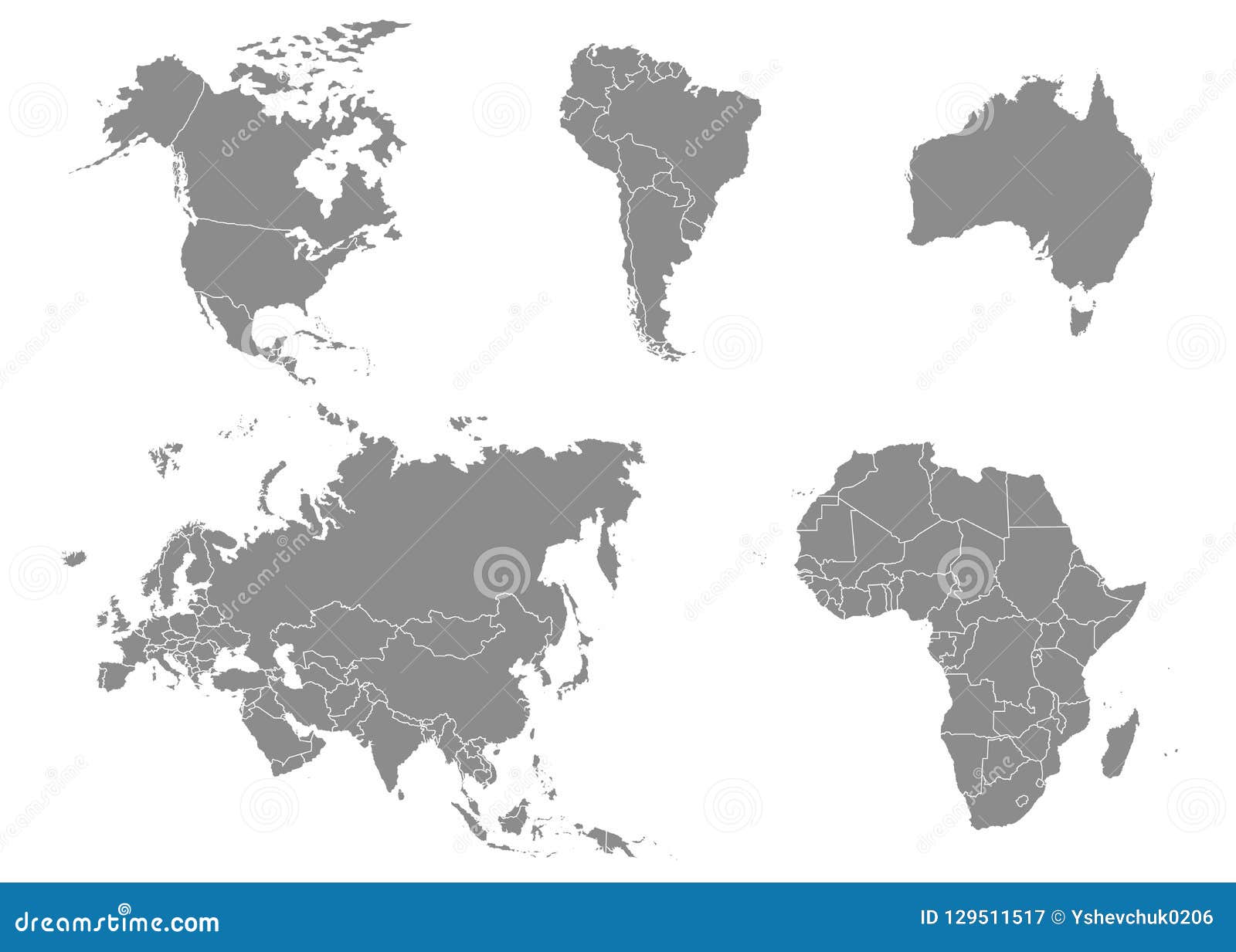 Territory of Continents - North America, South America, Africa, Europe